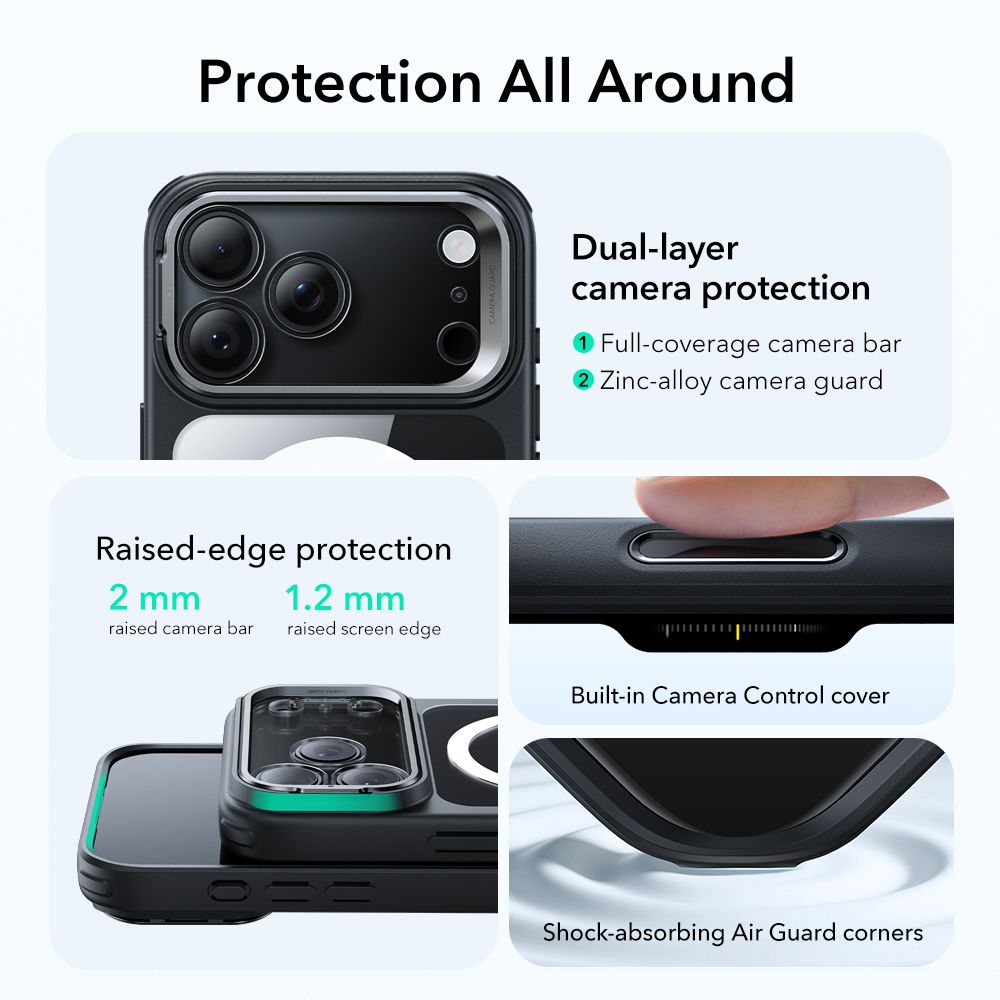 Classic Kickstand HaloLock MagSafe iPhone 17 Pro Max Svart/gjennomsiktig