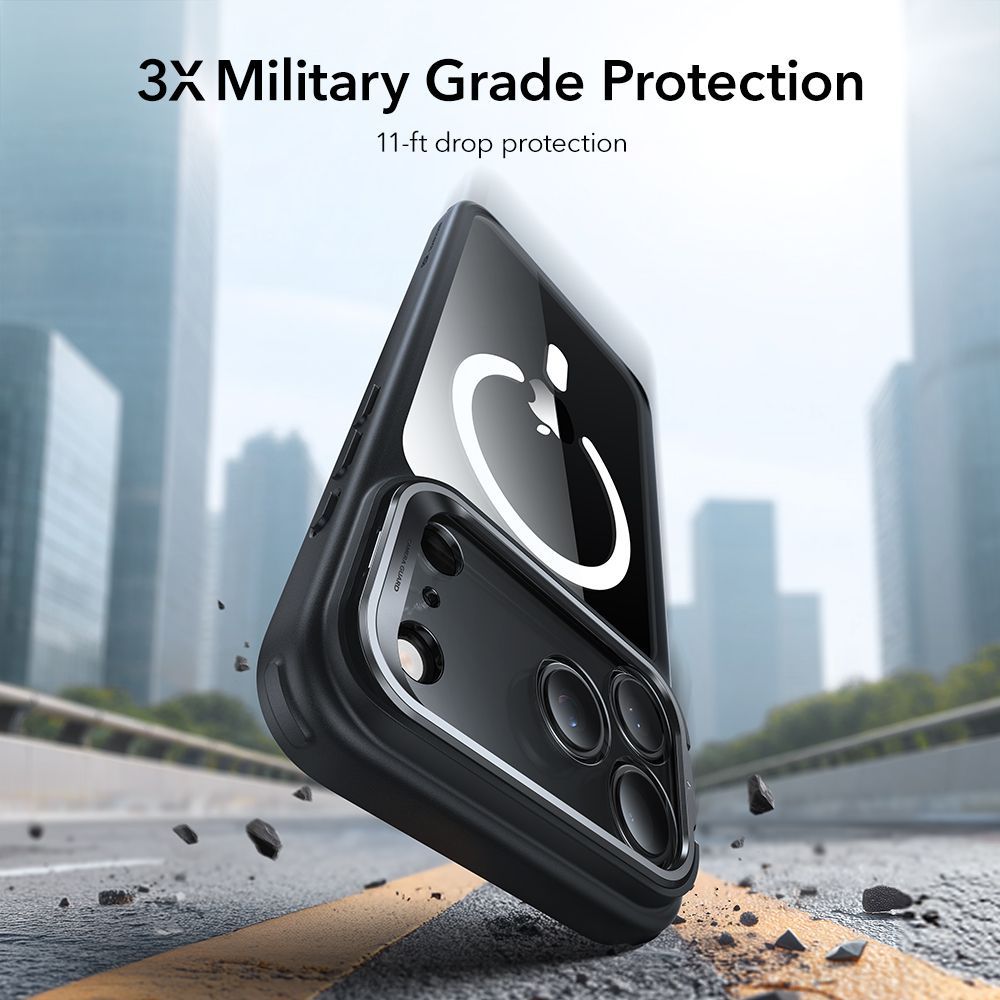 Classic Kickstand HaloLock MagSafe iPhone 17 Pro Max Svart/gjennomsiktig