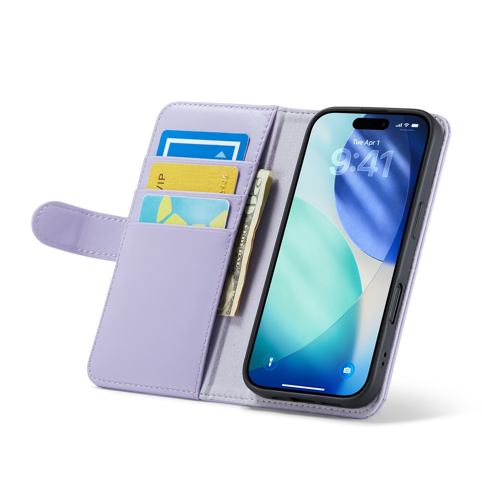 Ekte Lærveske iPhone 17 Lilla