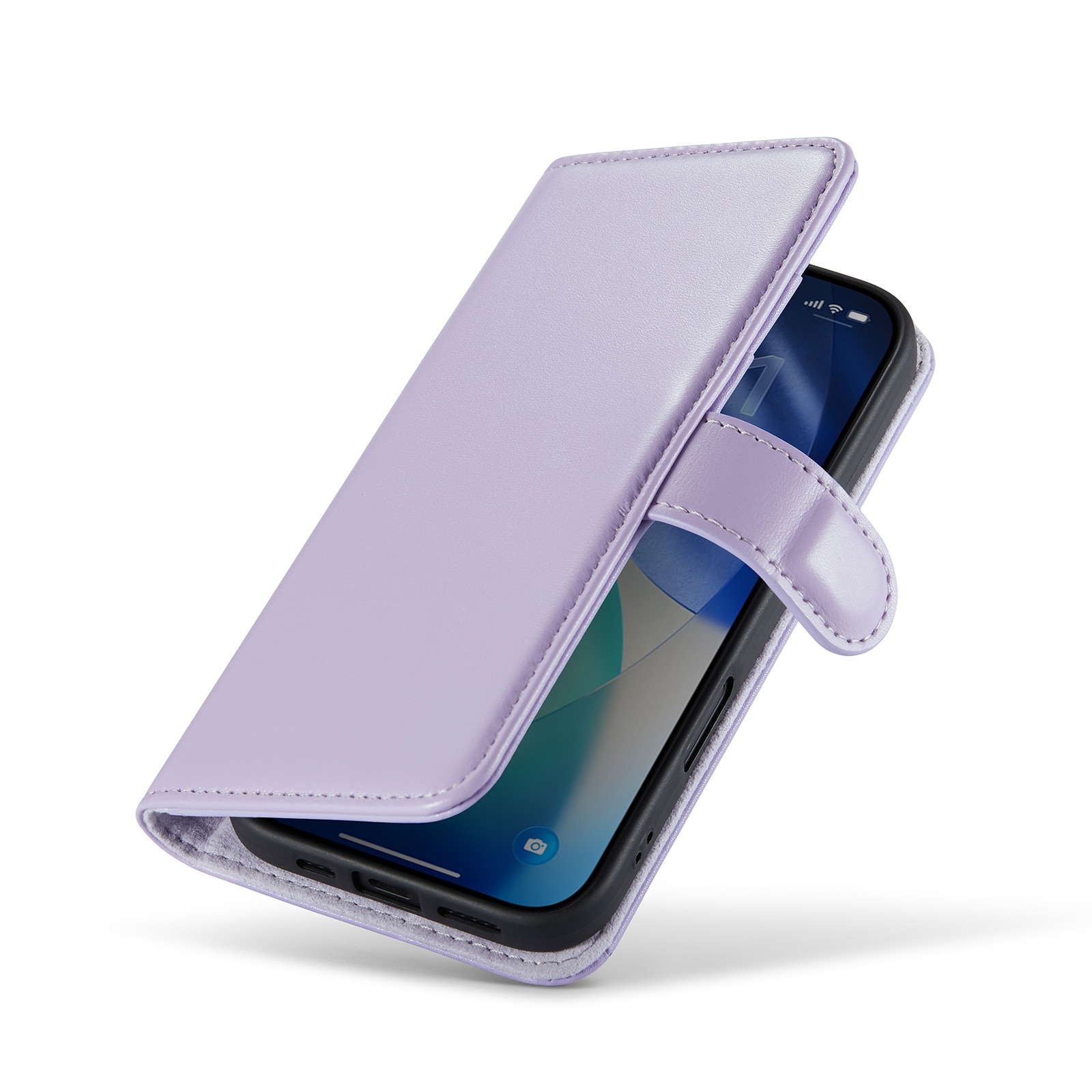 Ekte Lærveske iPhone 17 Lilla