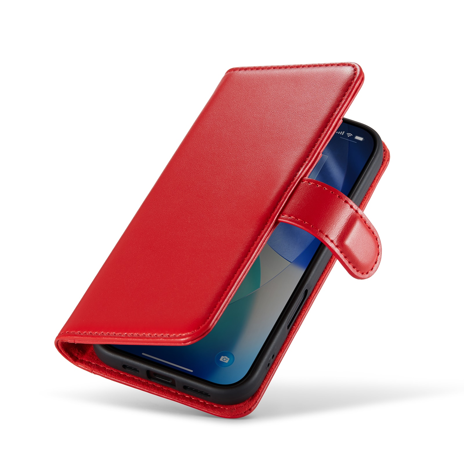 Ekte Lærveske iPhone 17 Rød