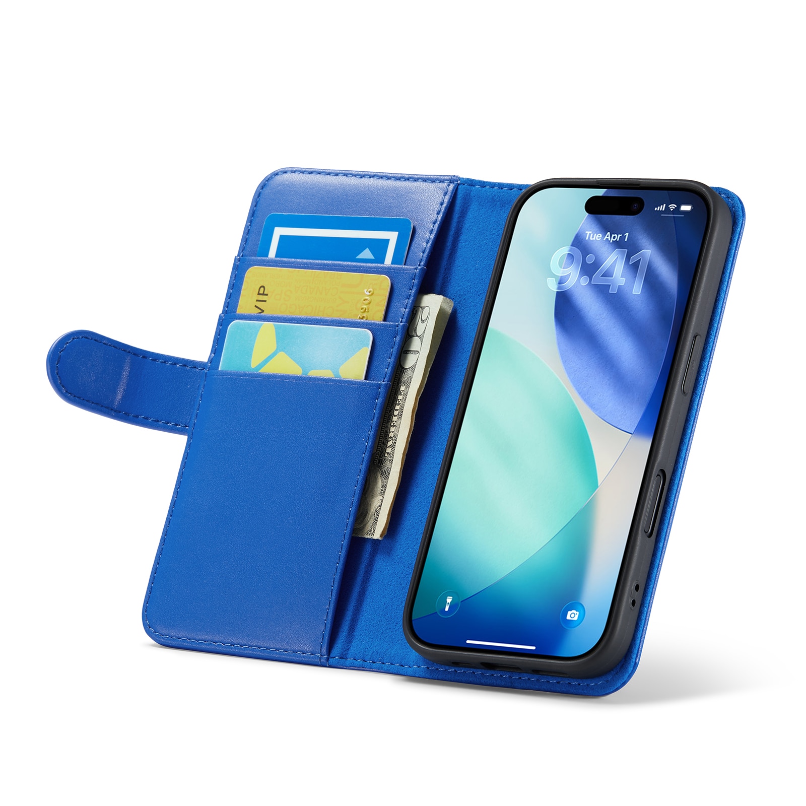 Ekte Lærveske iPhone 17 Blå