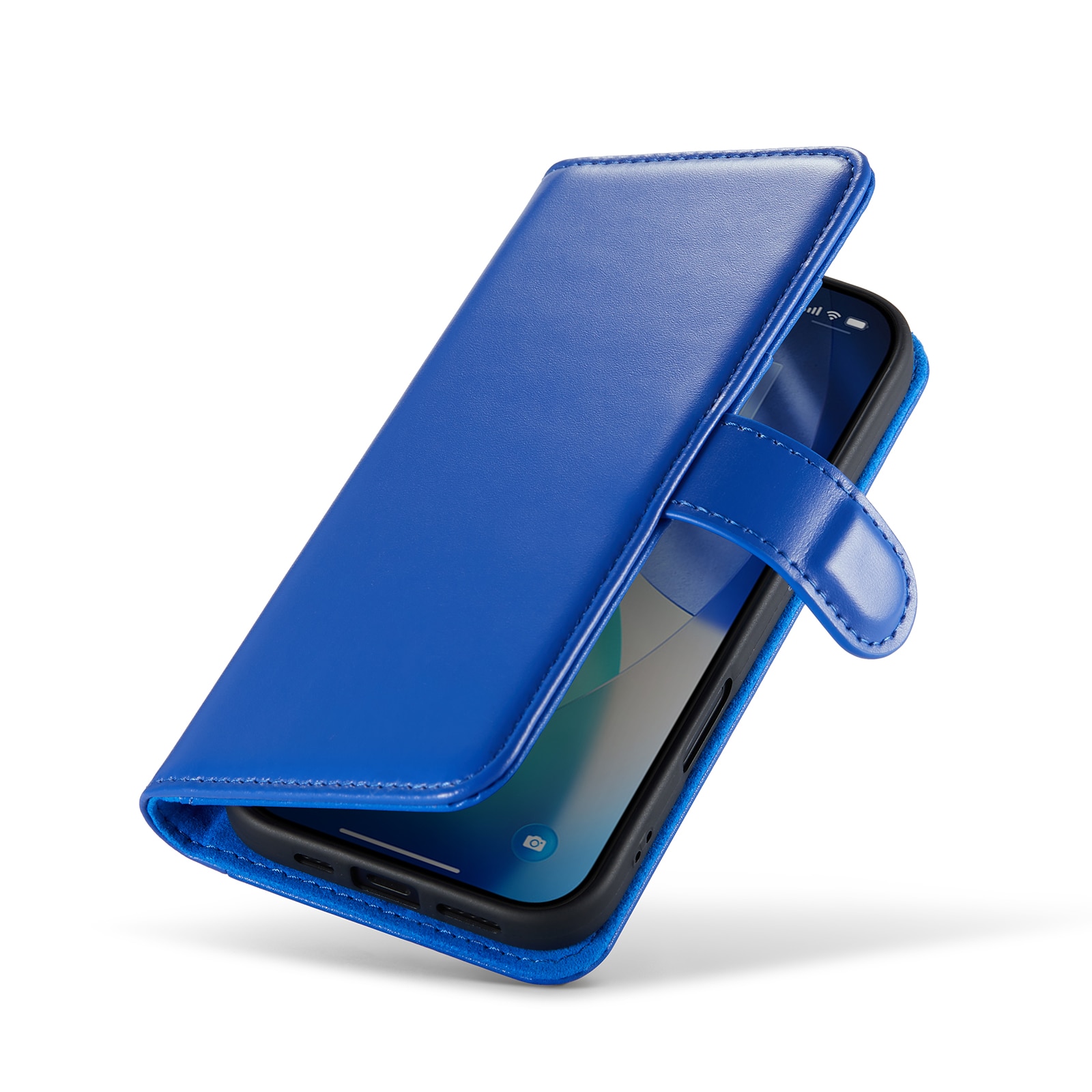 Ekte Lærveske iPhone 17 Blå