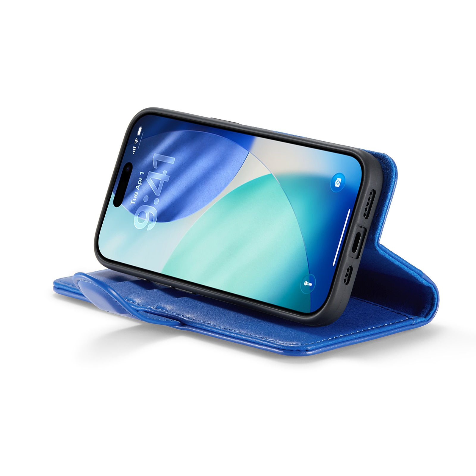 Ekte Lærveske iPhone 17 Blå