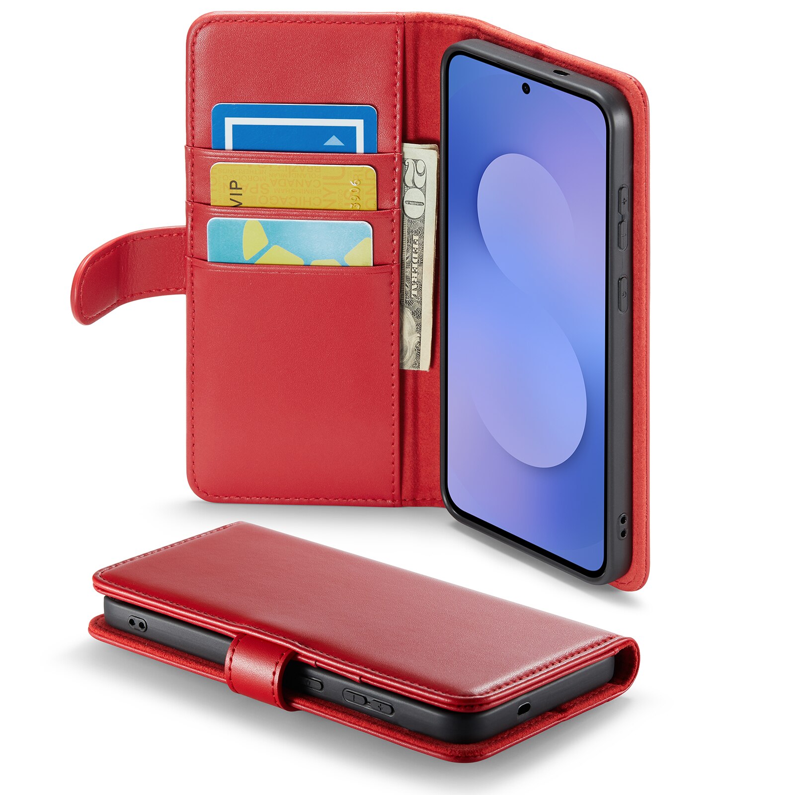 Ekte Lærveske Samsung Galaxy S25 FE Rød