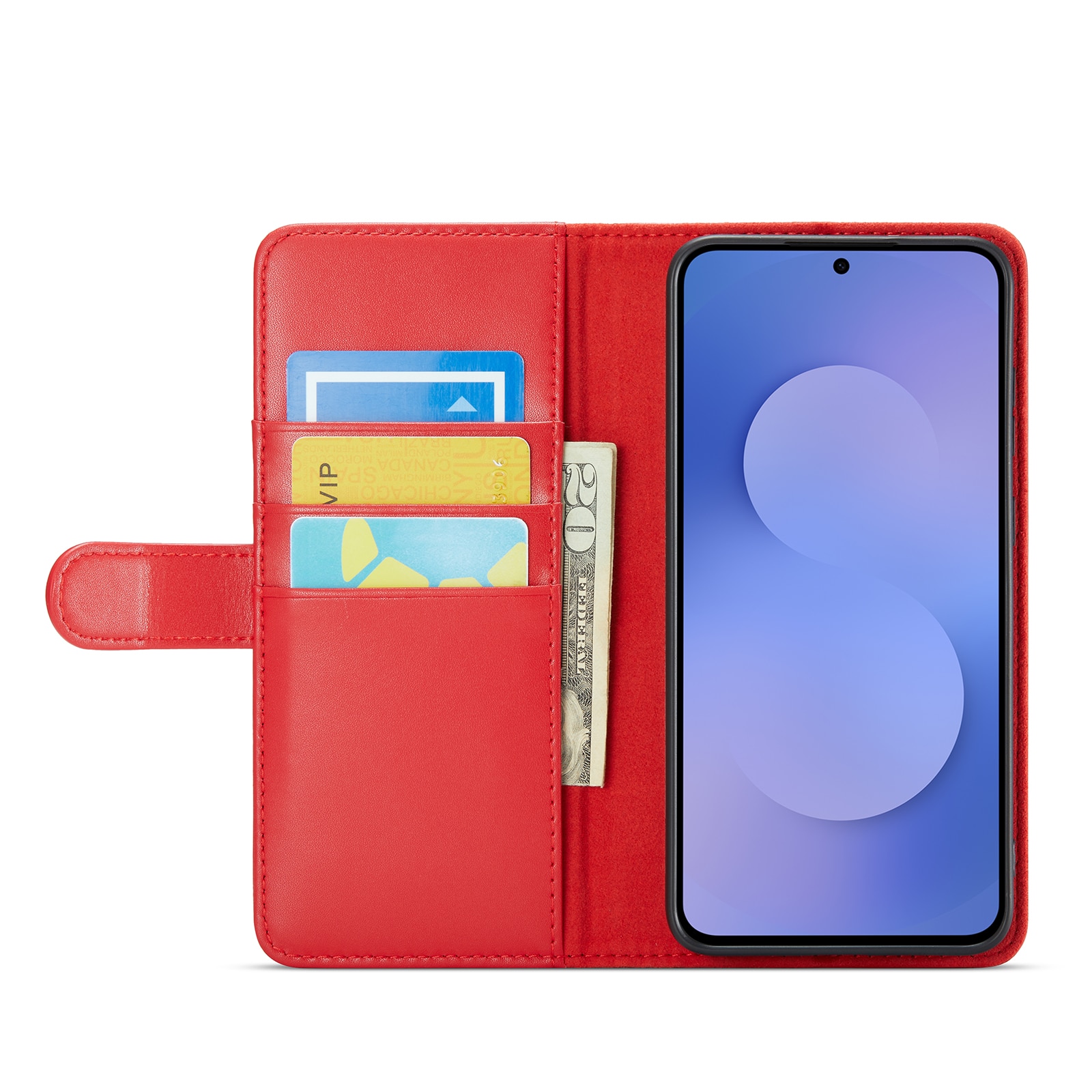 Ekte Lærveske Samsung Galaxy S25 FE Rød