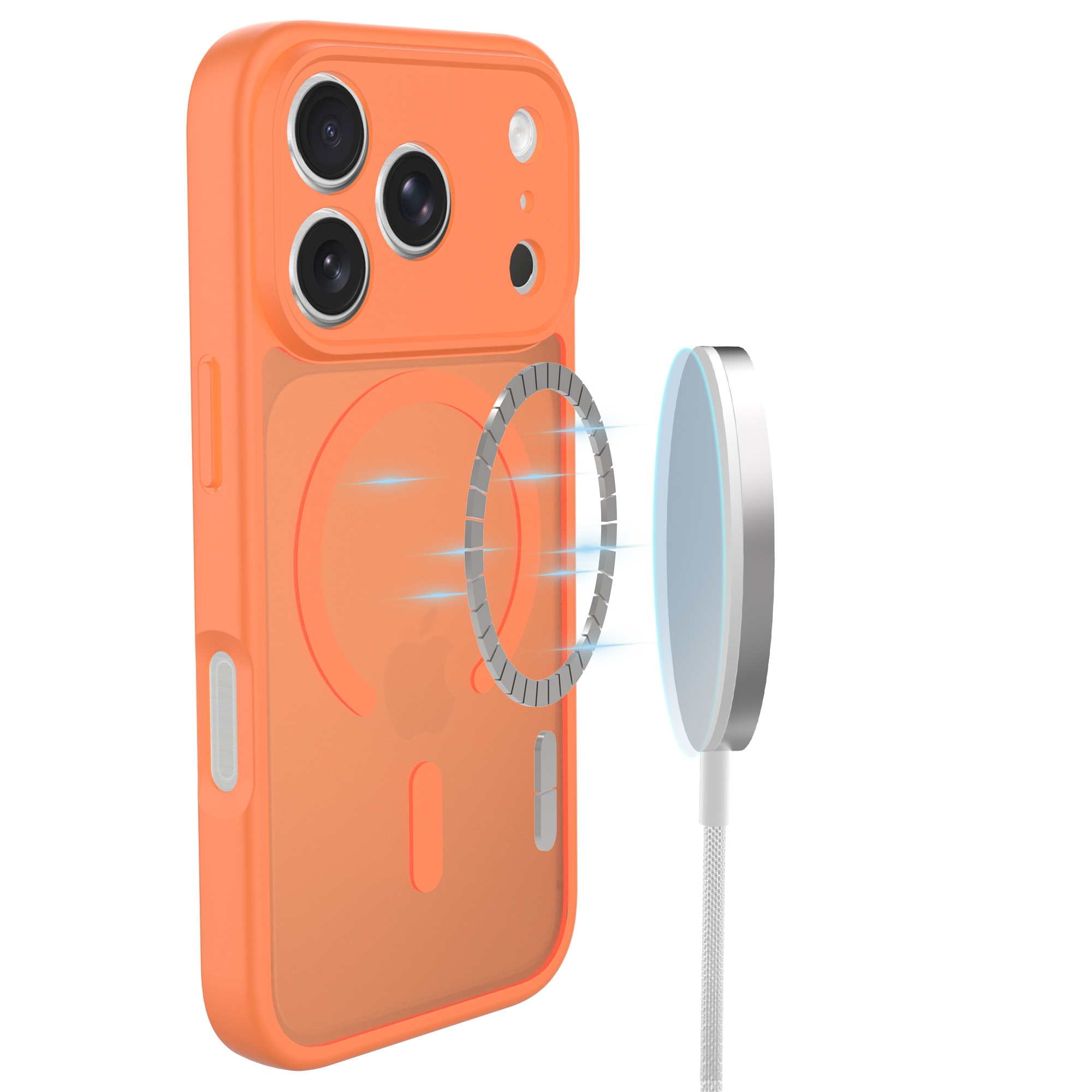 Magnetic Hybrid Deksel iPhone 17 Pro Frosted Orange