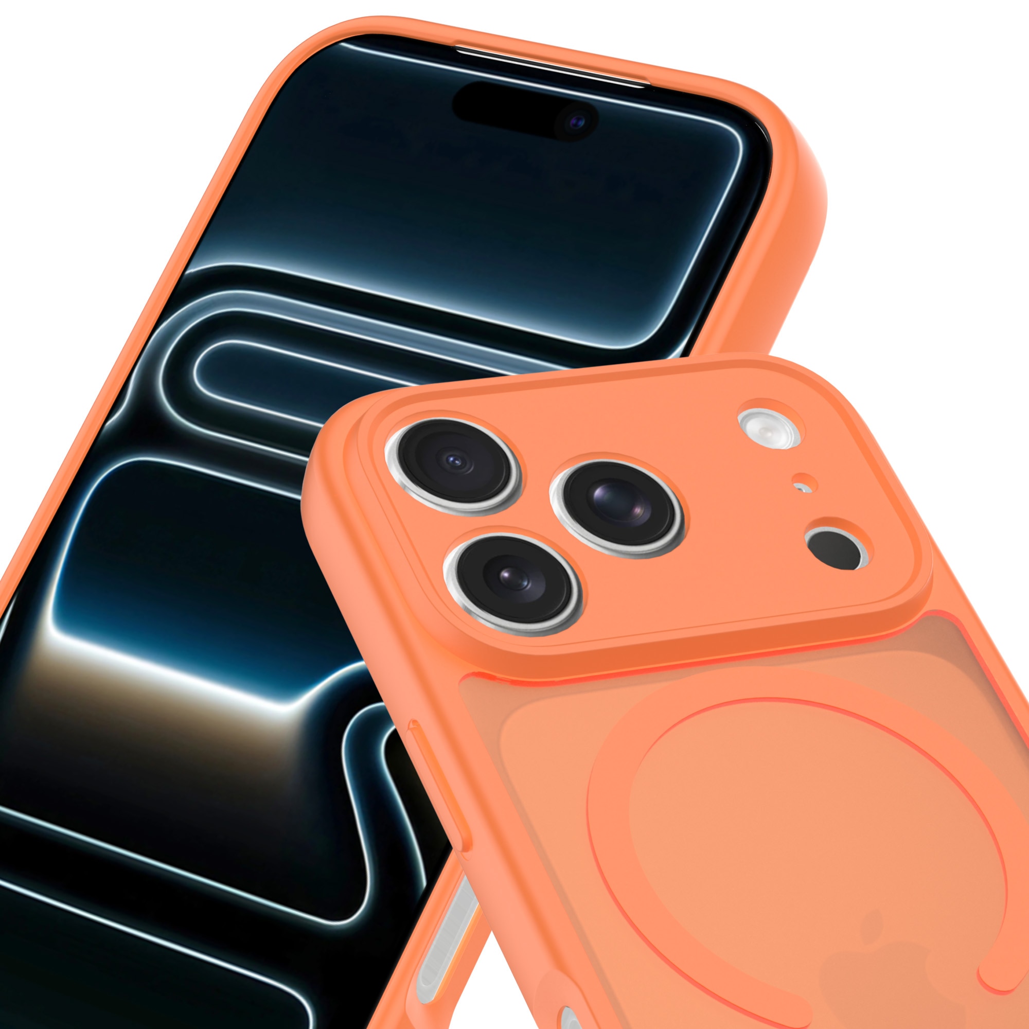 Magnetic Hybrid Deksel iPhone 17 Pro Frosted Orange