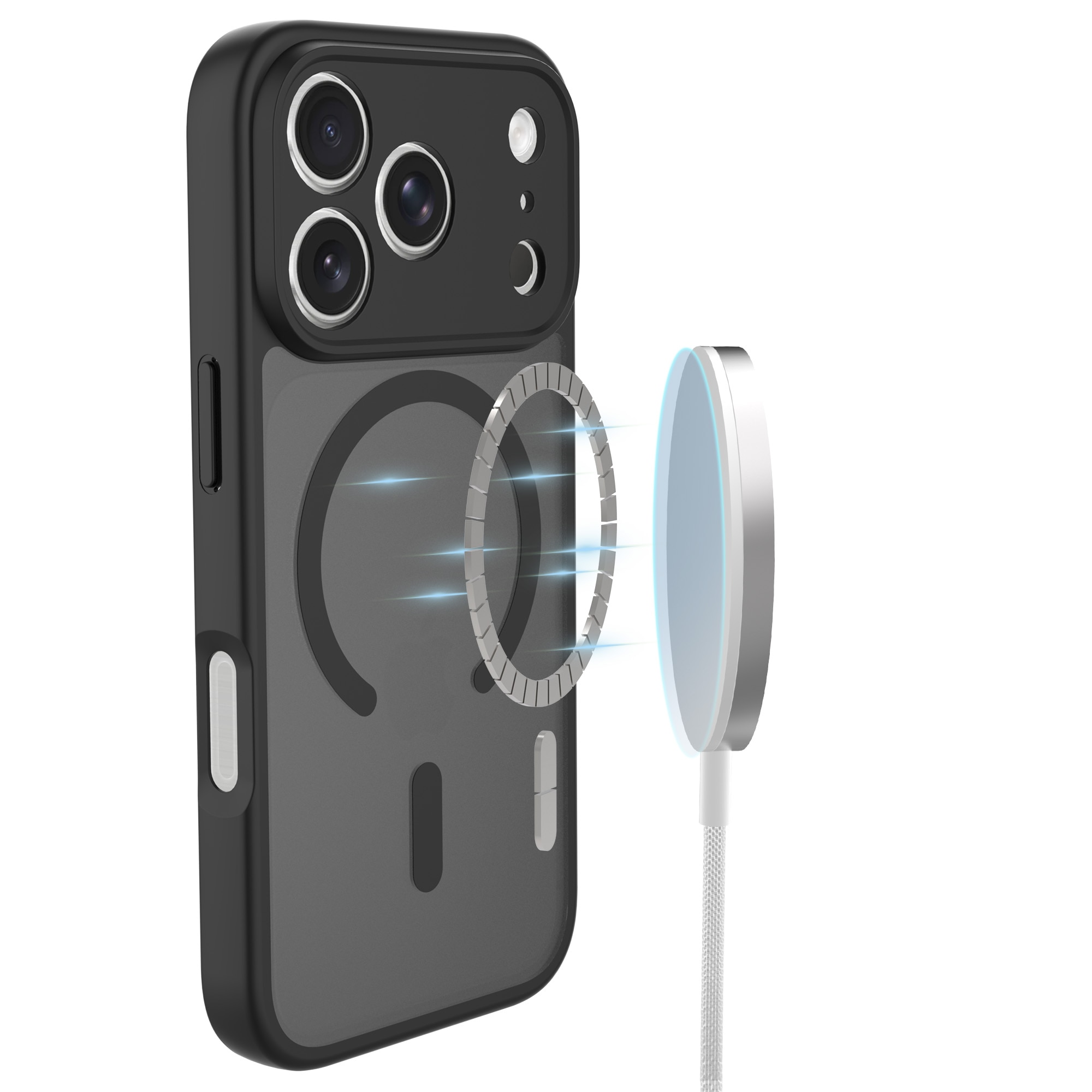 Magnetic Hybrid Deksel iPhone 17 Pro Frosted Black