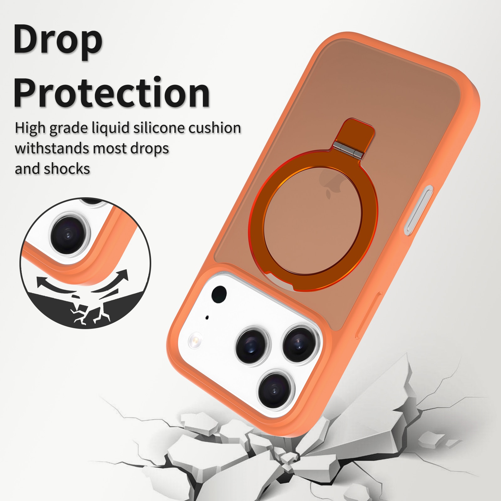 Hybriddeksel Magnetic Ring iPhone 17 Pro Oransje
