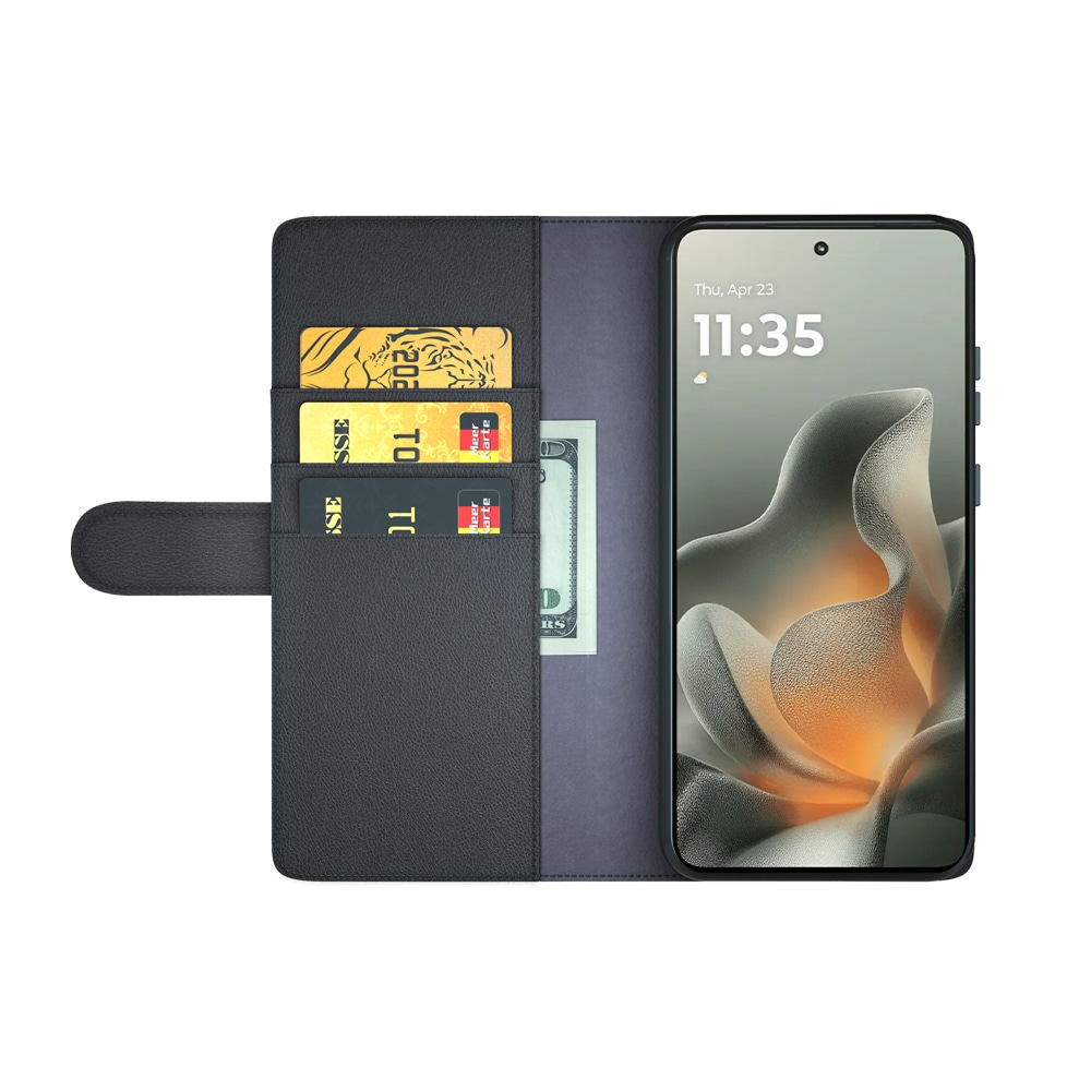 Ekte Lærveske Motorola Edge 70 Svart