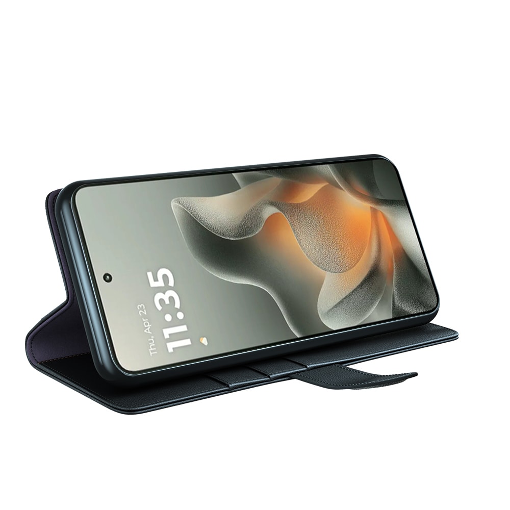 Ekte Lærveske Motorola Edge 70 Svart