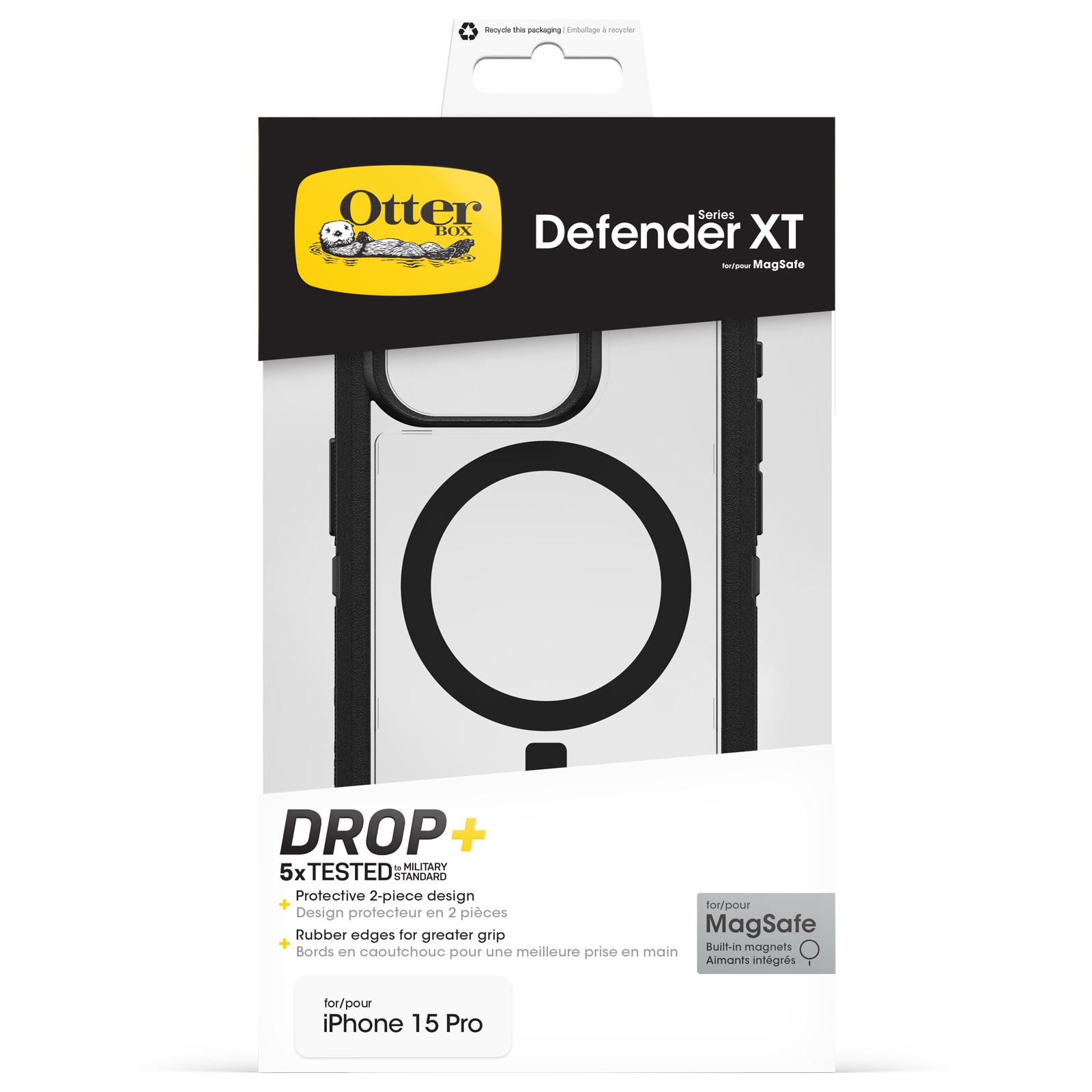 Defender XT Deksel iPhone 15 Pro Clear/Black