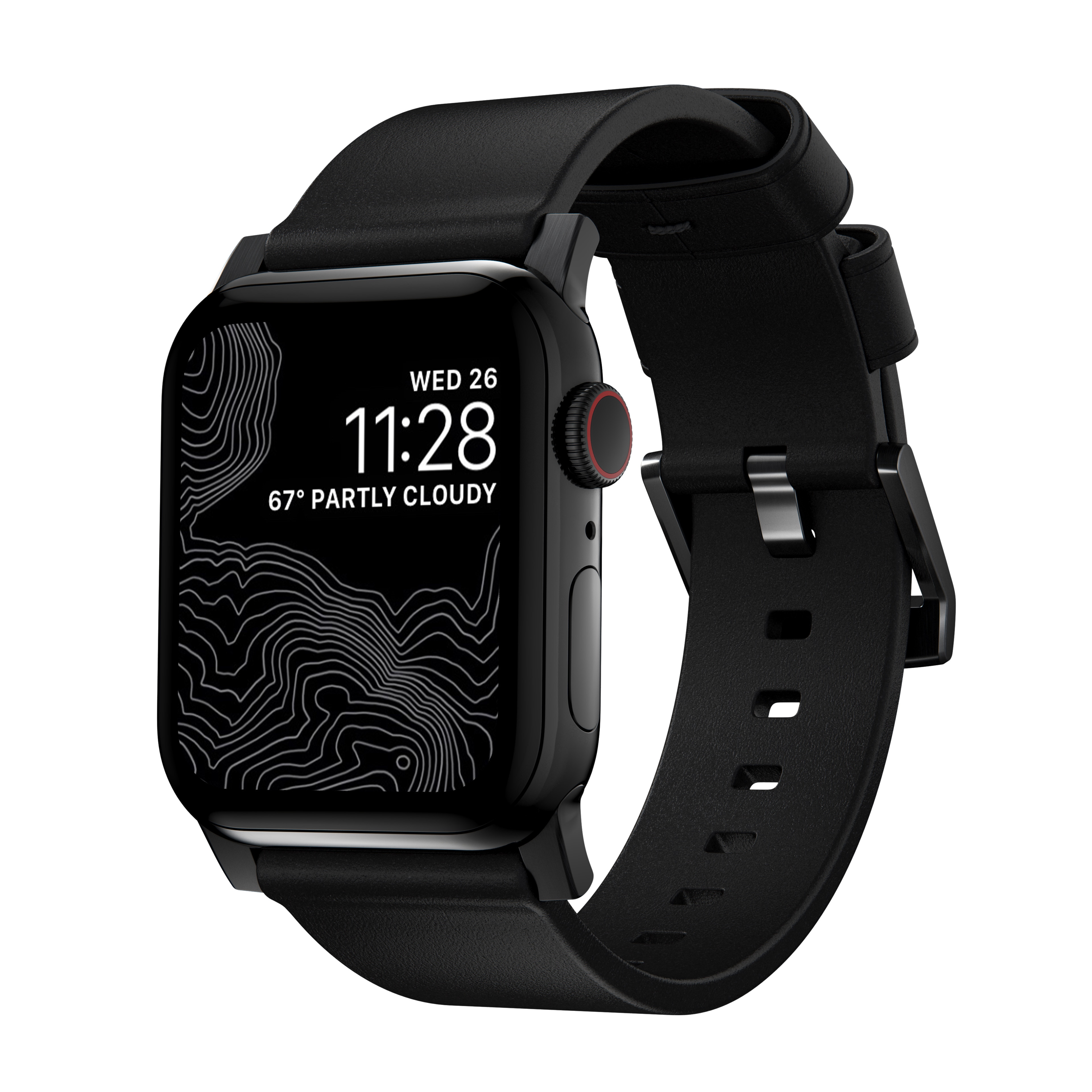 Apple Watch 44mm Modern Band Horween Leather Black (Black Hardware)