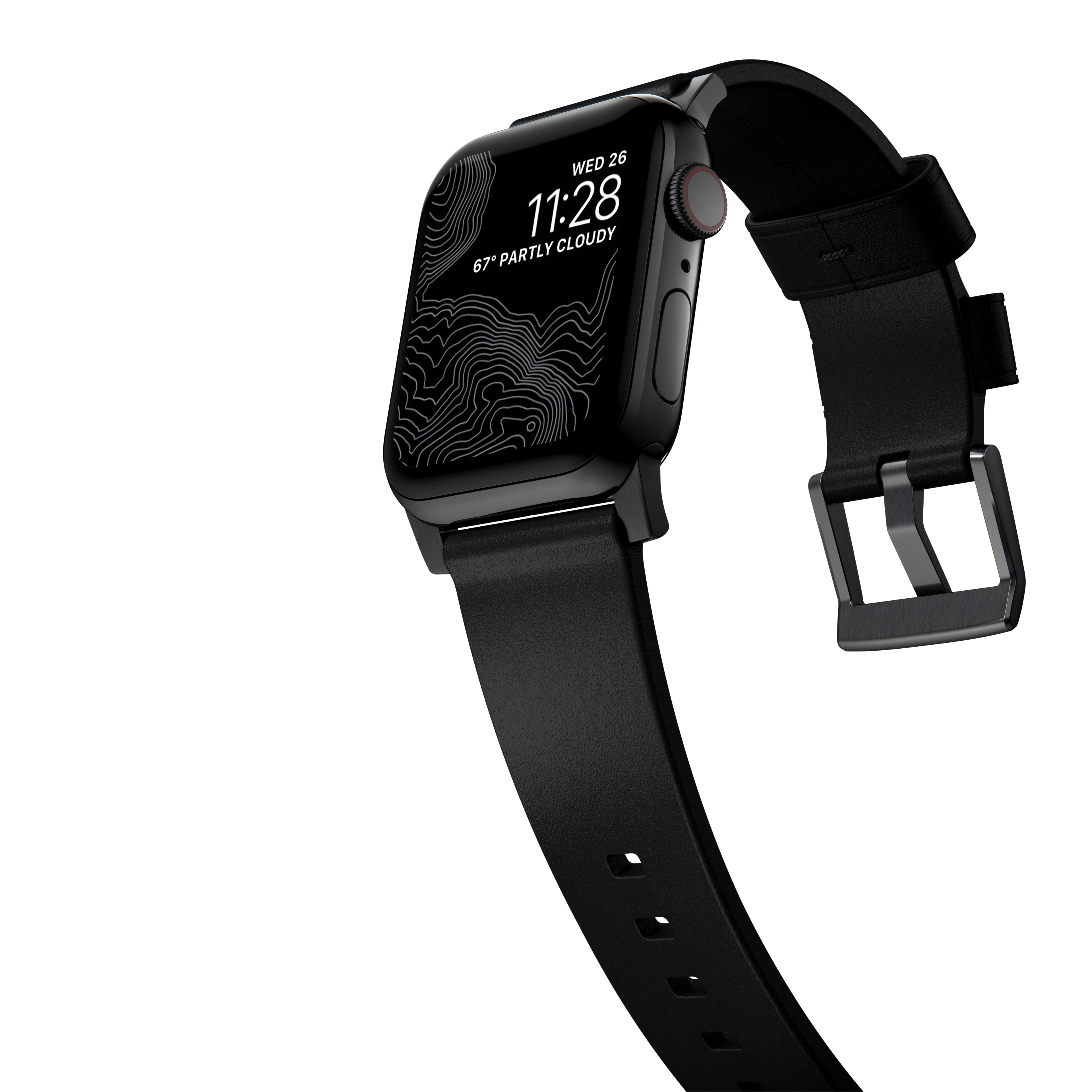 Apple Watch 45mm Series 9 Modern Band Horween Leather Black (Black Hardware)