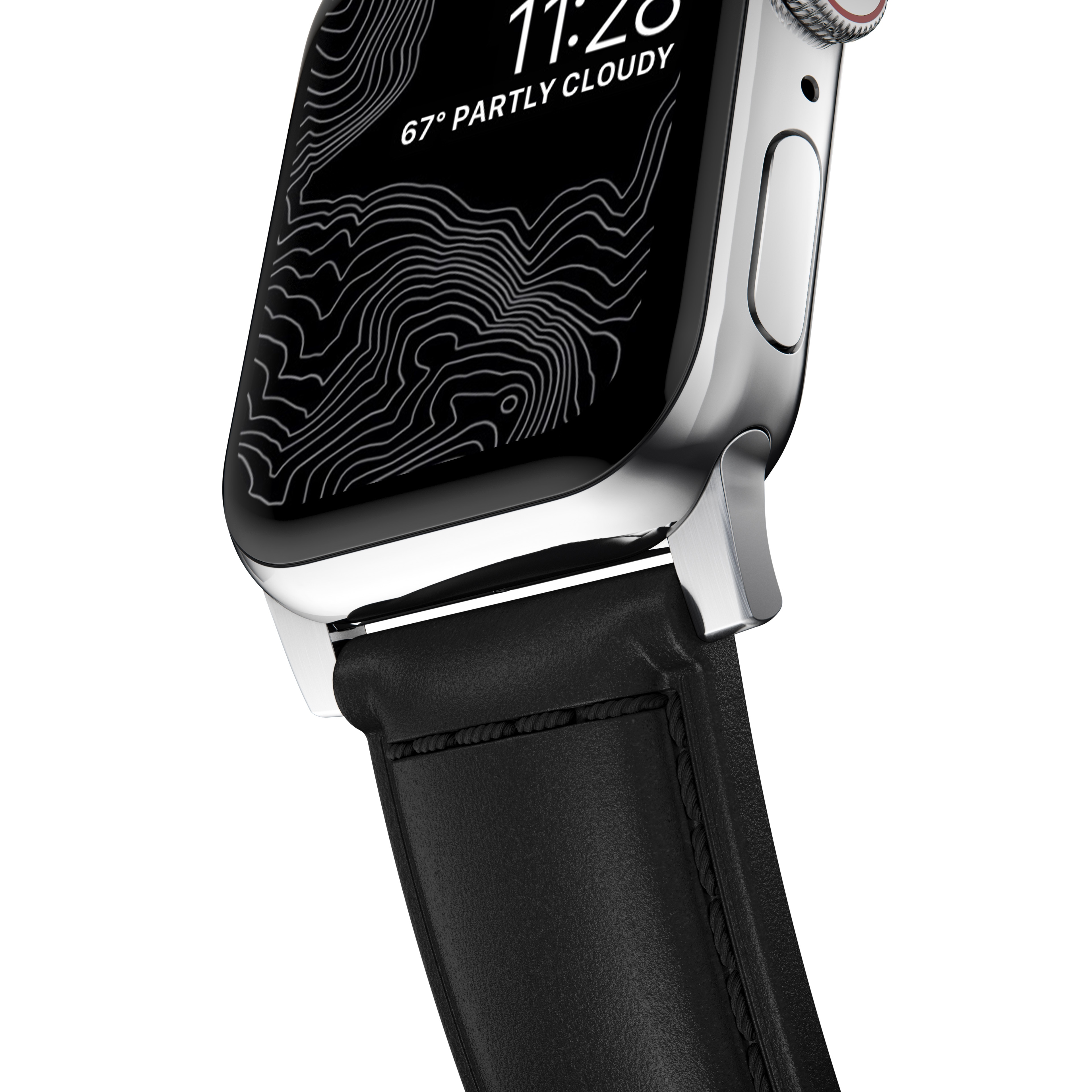 Traditional Band Apple Watch 42/44/45/49mm RBlack (Silver Hardware)