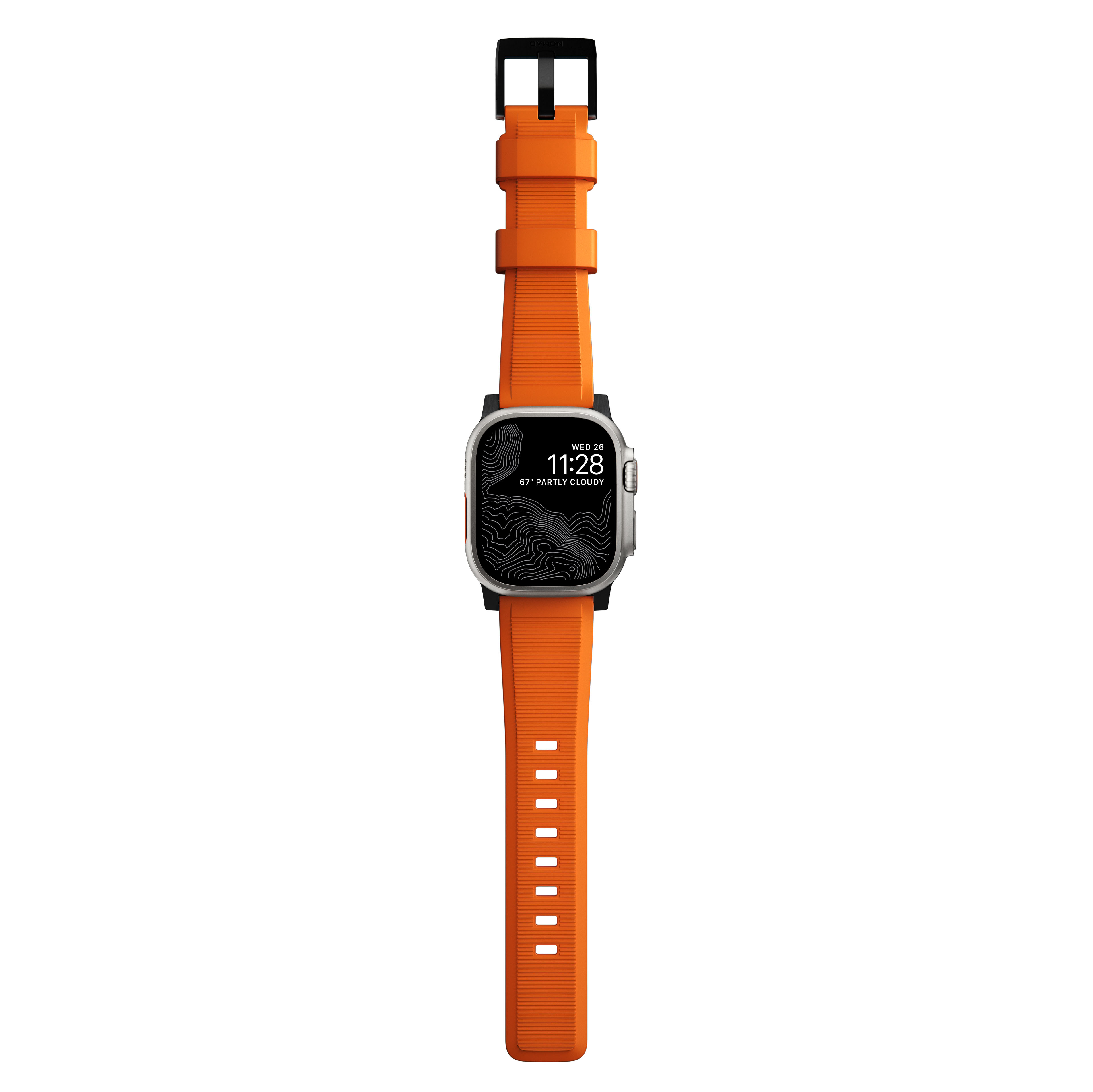 Apple Watch SE 44mm Rugged Band Ultra Orange (Black Hardware)