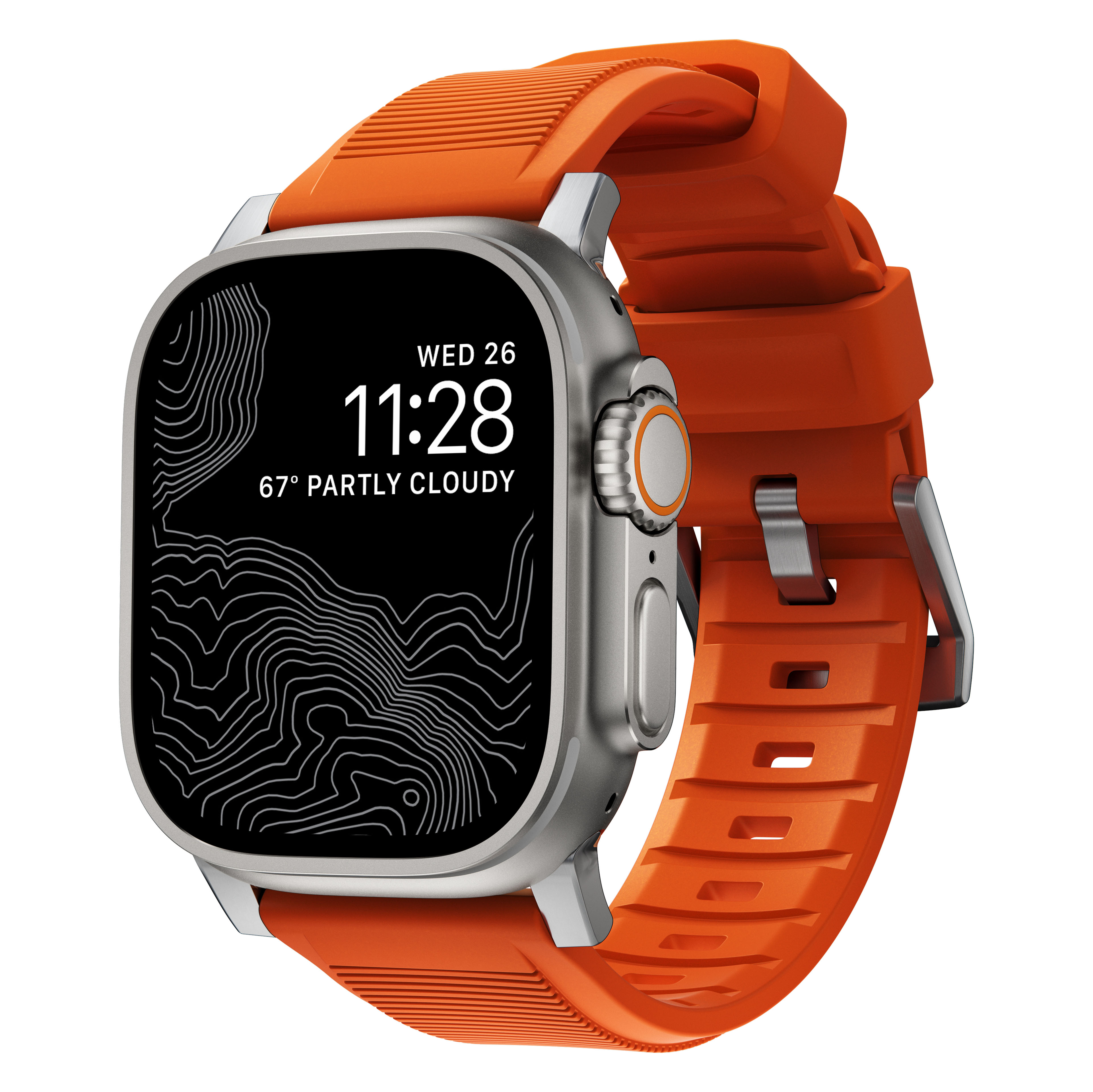 Apple Watch 45mm Series 7 Rugged Band Ultra Orange (Silver Hardware)