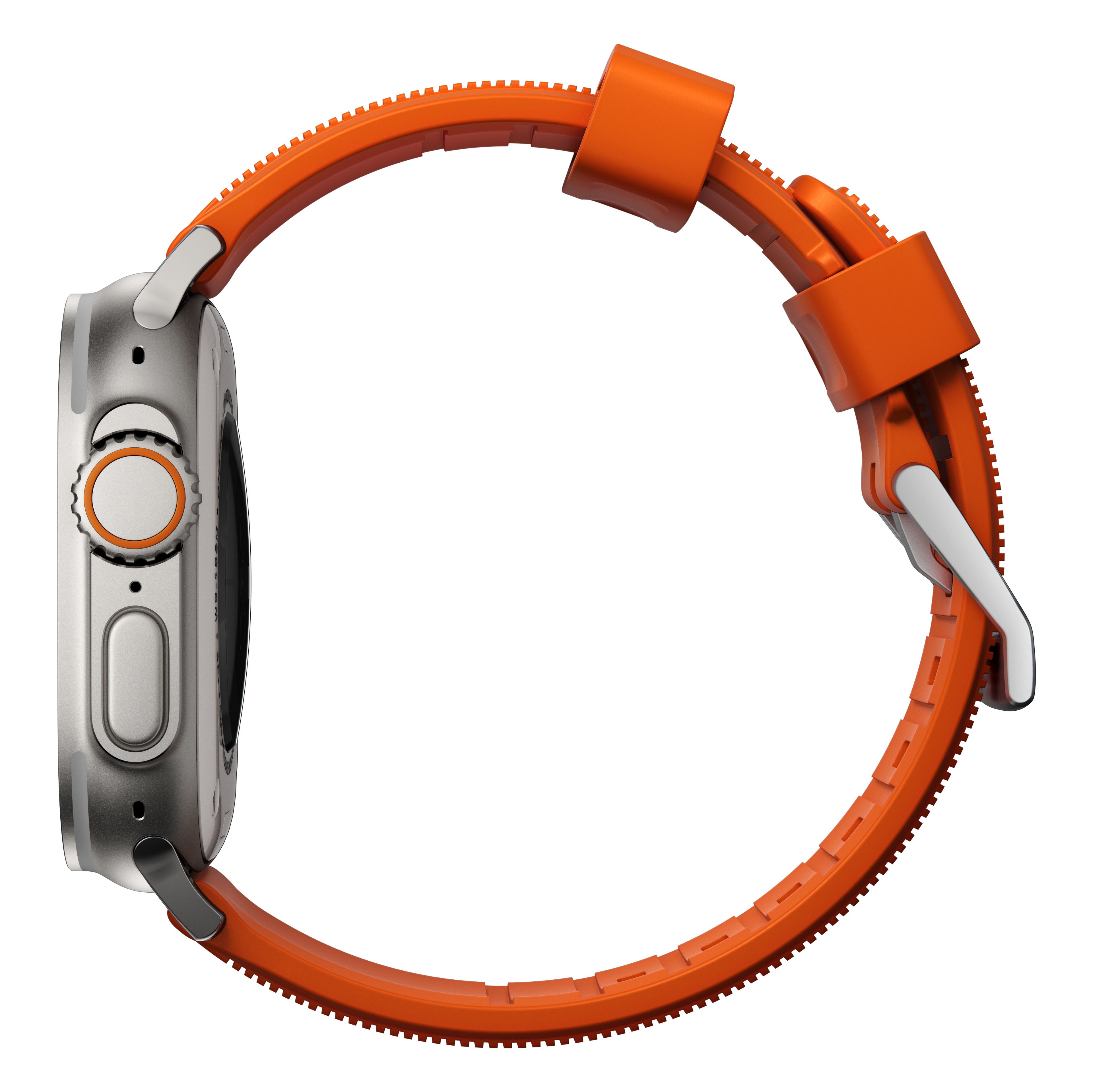 Apple Watch SE 44mm Rugged Band Ultra Orange (Silver Hardware)