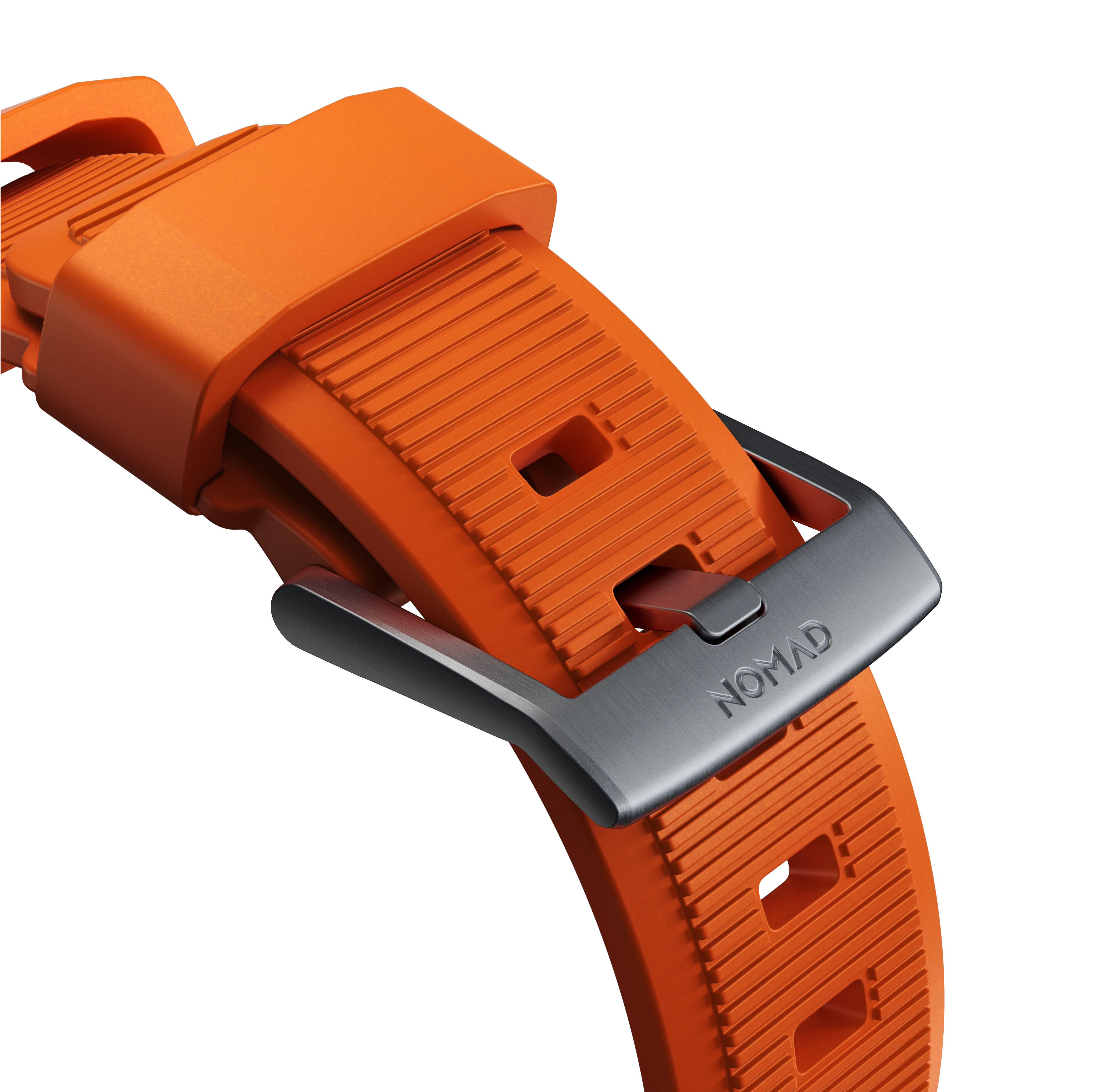 Apple Watch SE 44mm Rugged Band Ultra Orange (Silver Hardware)