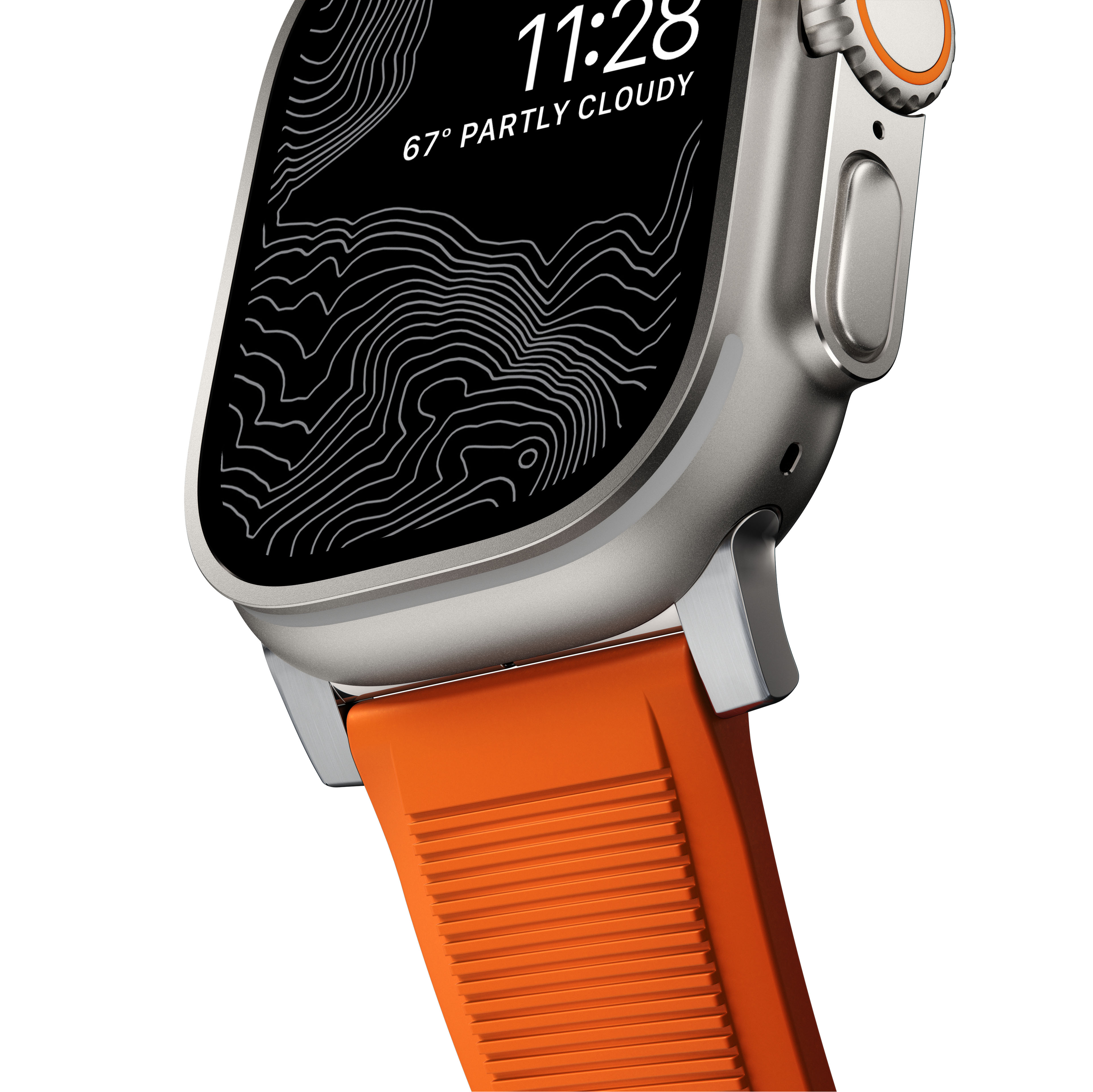 Apple Watch SE 44mm Rugged Band Ultra Orange (Silver Hardware)