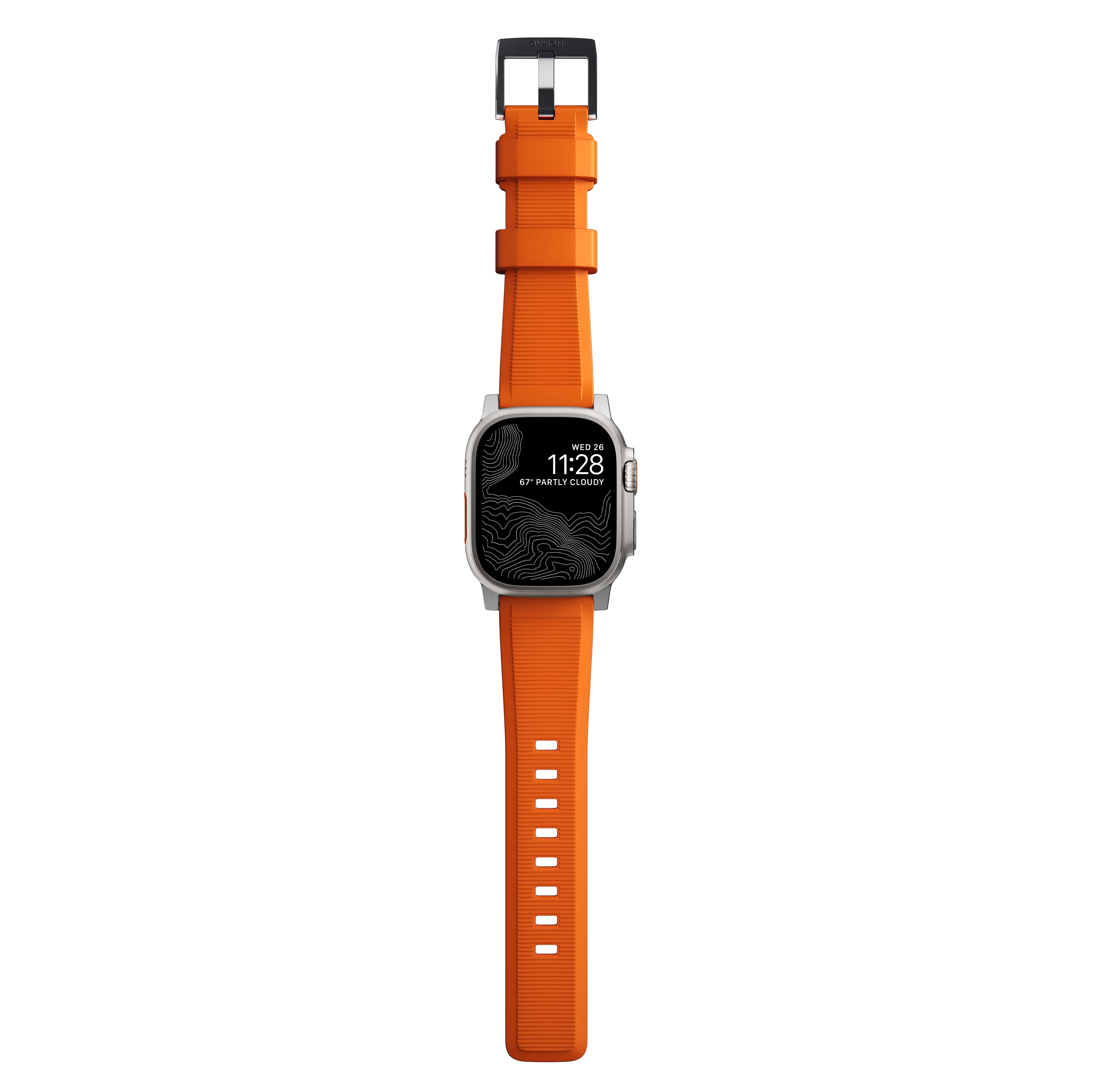 Apple Watch SE 44mm Rugged Band Ultra Orange (Silver Hardware)