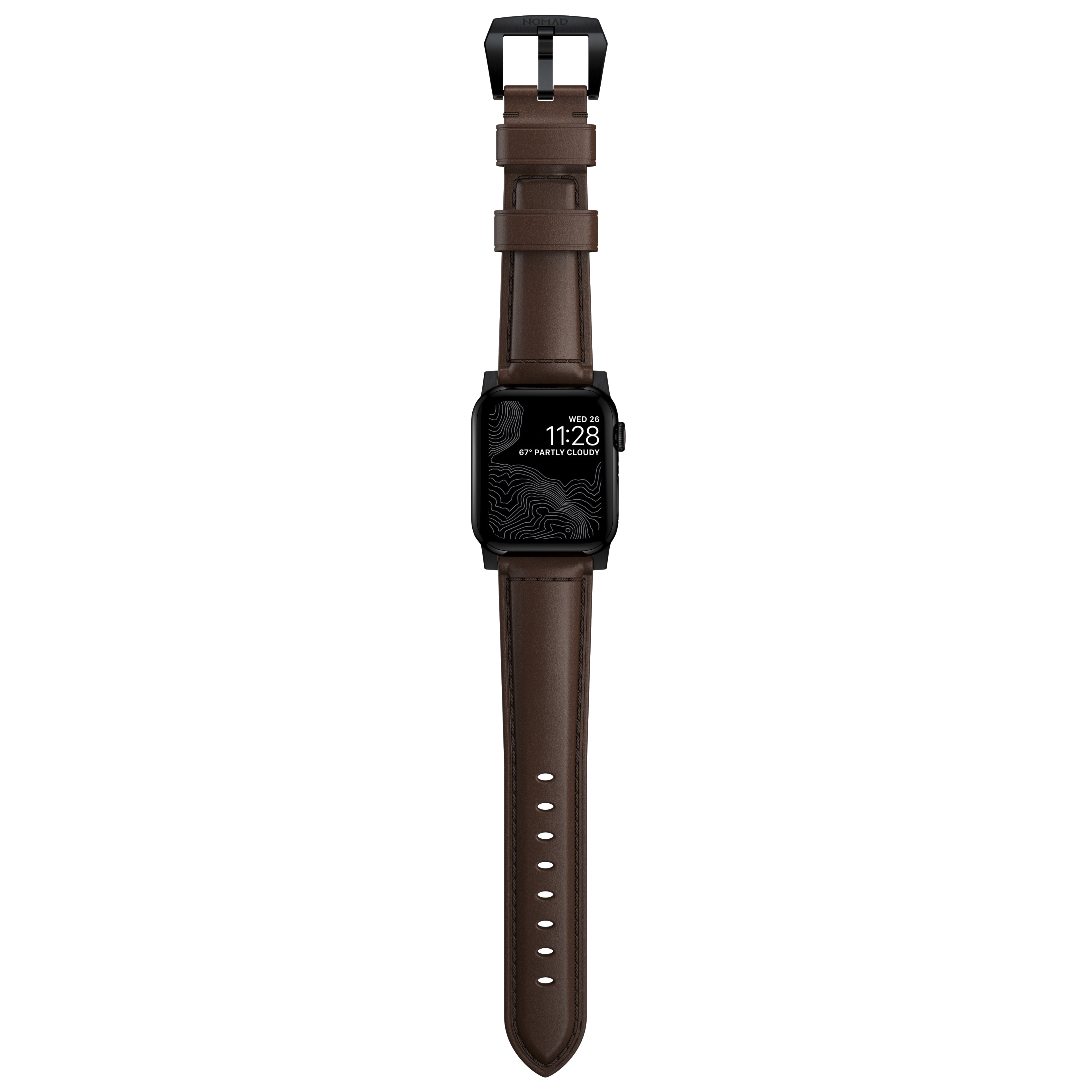 Traditional Band Apple Watch 45mm Series 8 Rustic Brown (Black Hardware)