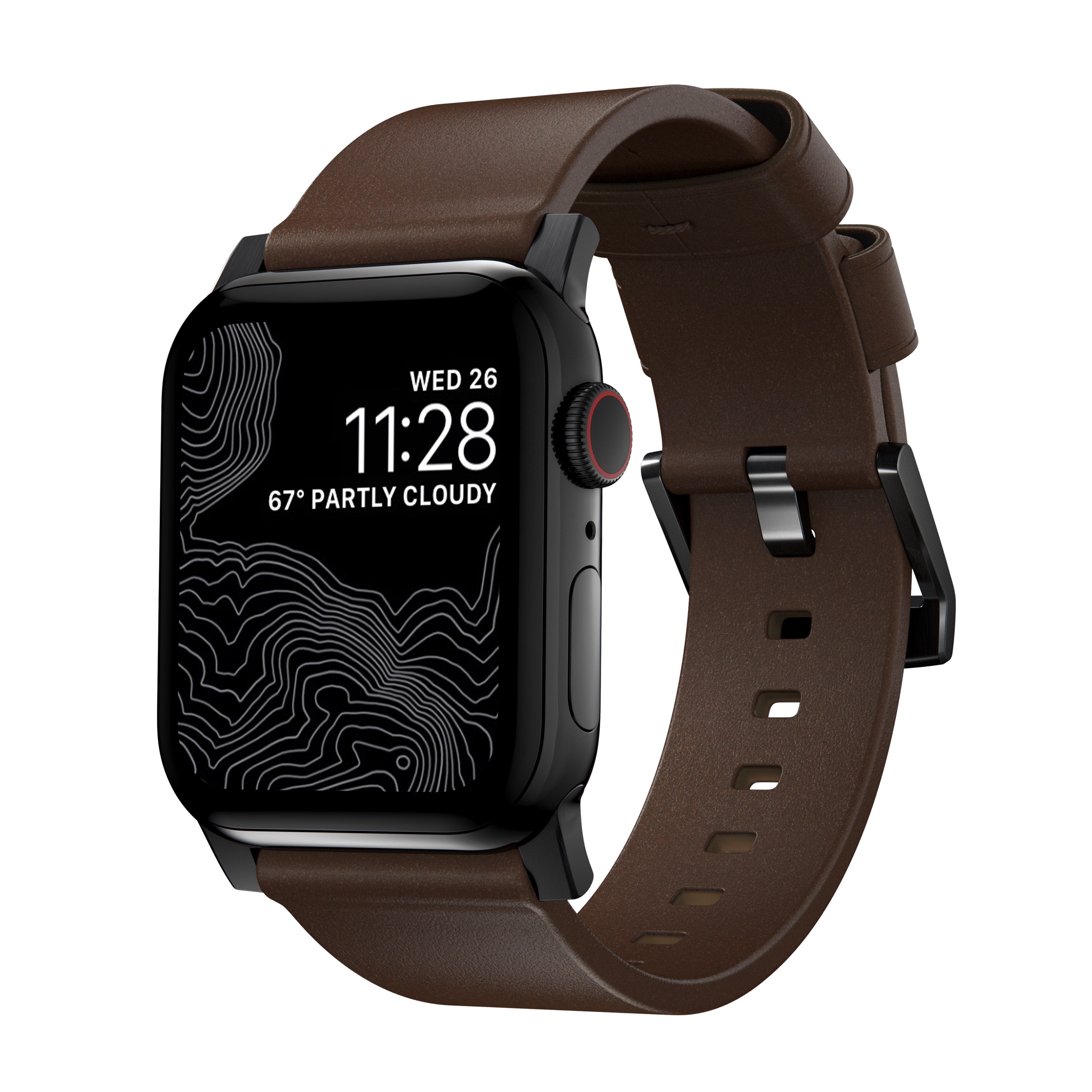 Apple Watch 41mm Series 9 Modern Band Horween Leather Rustic Brown (Black Hardware)