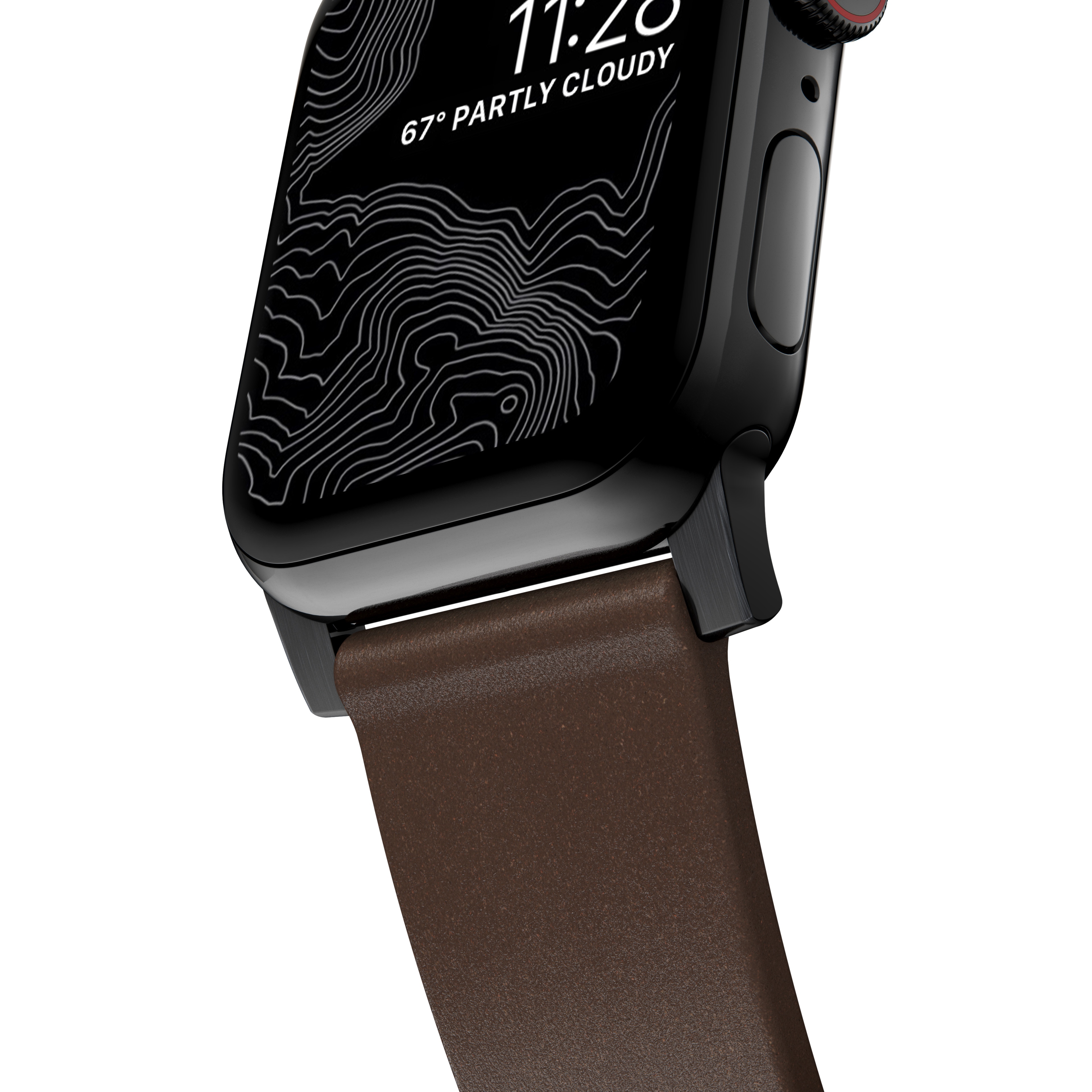Apple Watch 41mm Series 8 Modern Band Horween Leather Rustic Brown (Black Hardware)
