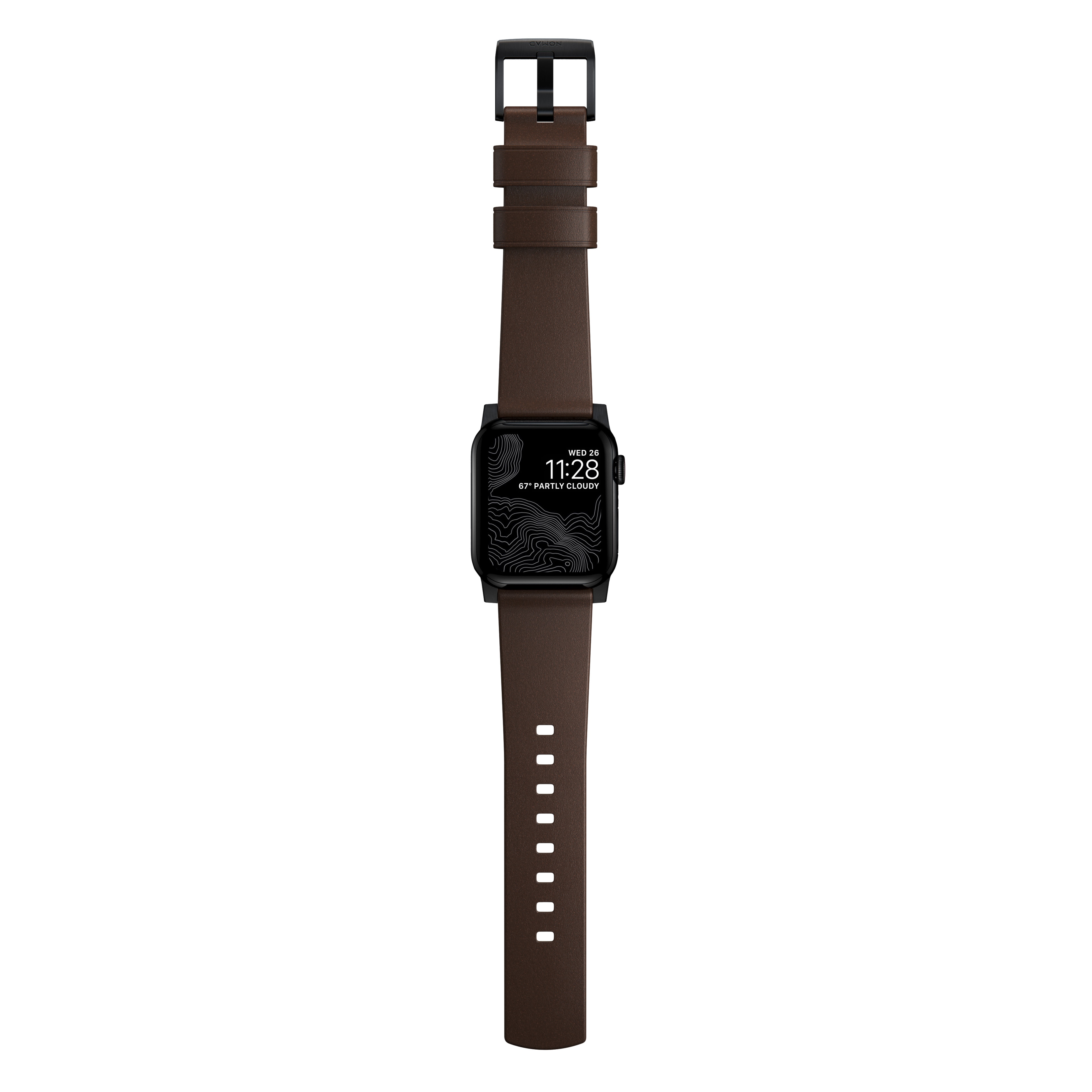 Apple Watch 41mm Series 8 Modern Band Horween Leather Rustic Brown (Black Hardware)