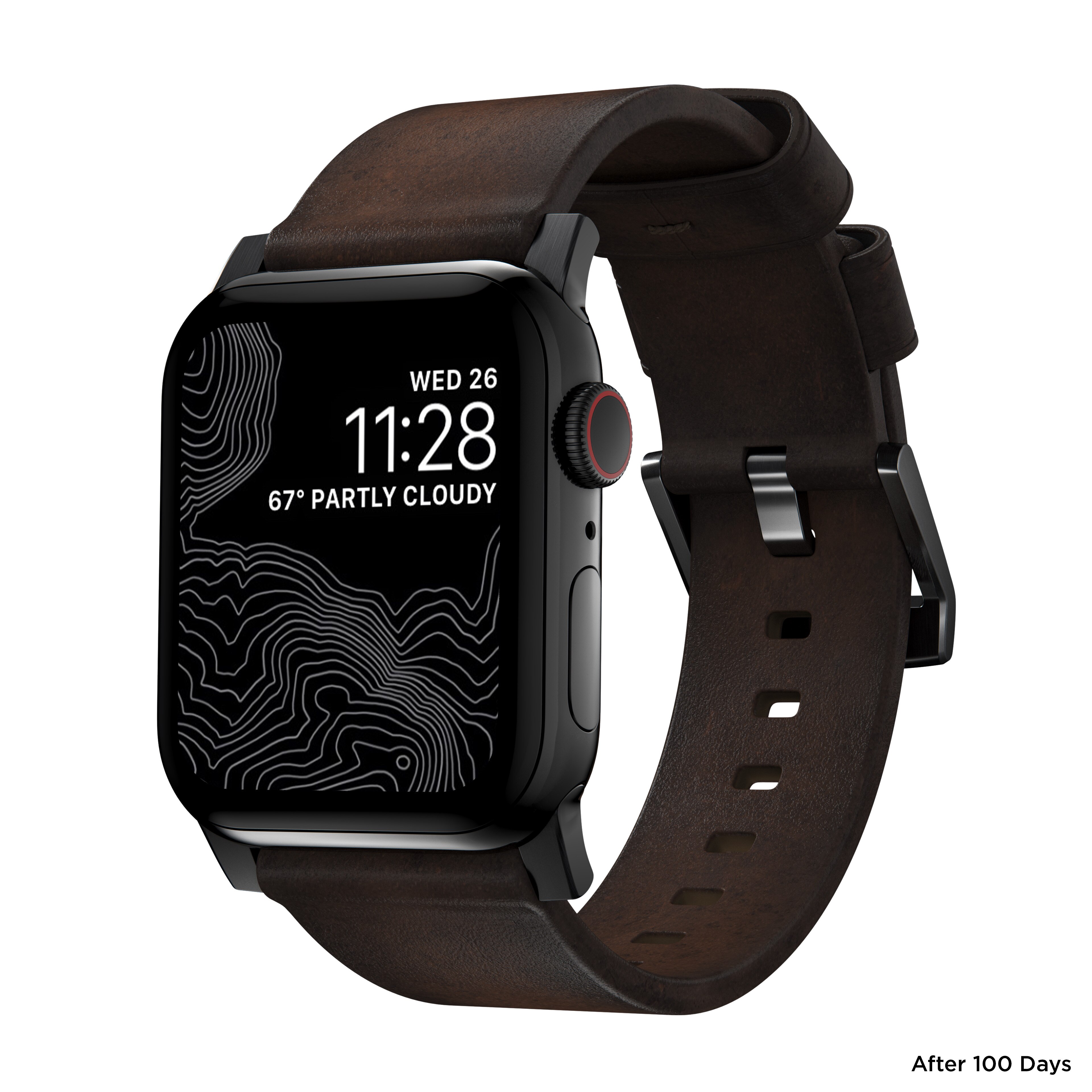 Apple Watch 38mm Modern Band Horween Leather Rustic Brown (Black Hardware)