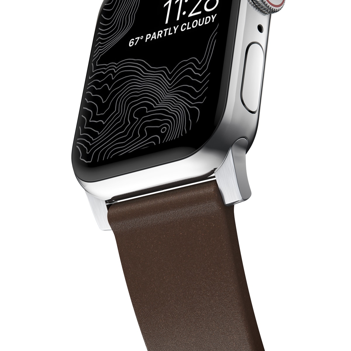 Apple Watch 45mm Series 8 Modern Band Horween Leather Rustic Brown (Silver Hardware)