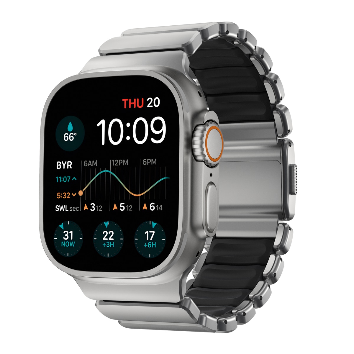 Stratos Band Apple Watch Series 4-6 44mm Black Titanium - Black