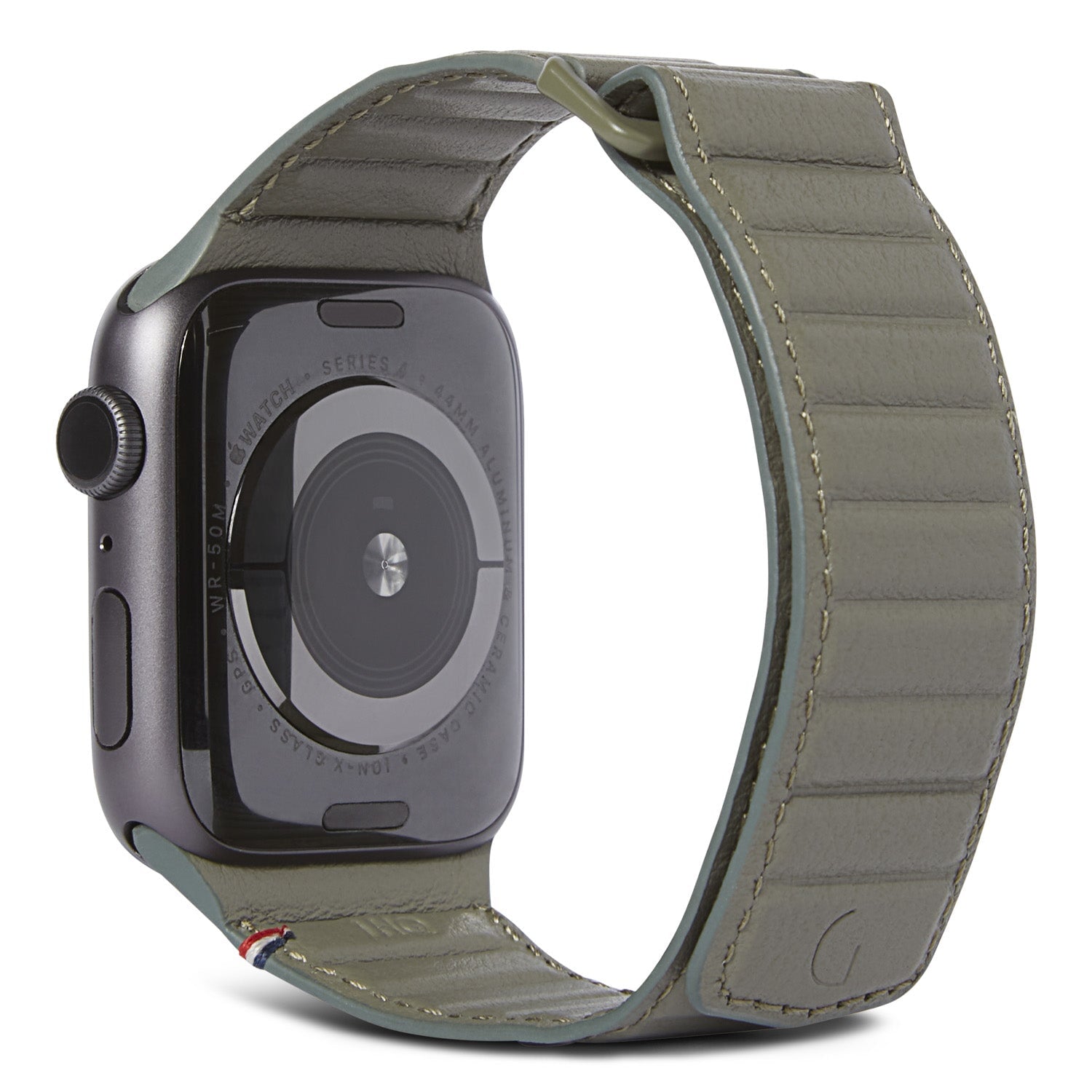 Leather Magnetic Traction Strap Apple Watch 45mm Series 7 Olive