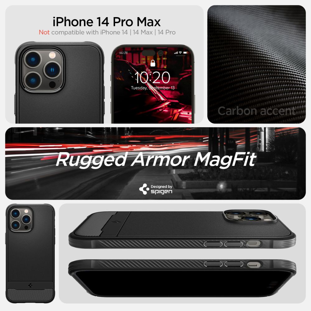 iPhone 14 Pro Max Case Rugged Armor Mag Black