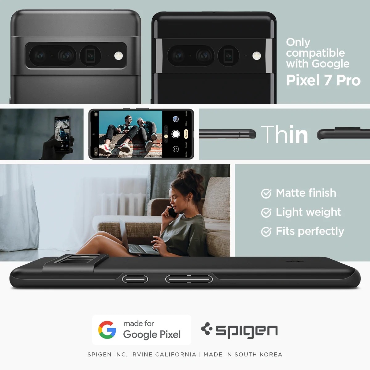 Google Pixel 7 Pro Case Thin Fit Black