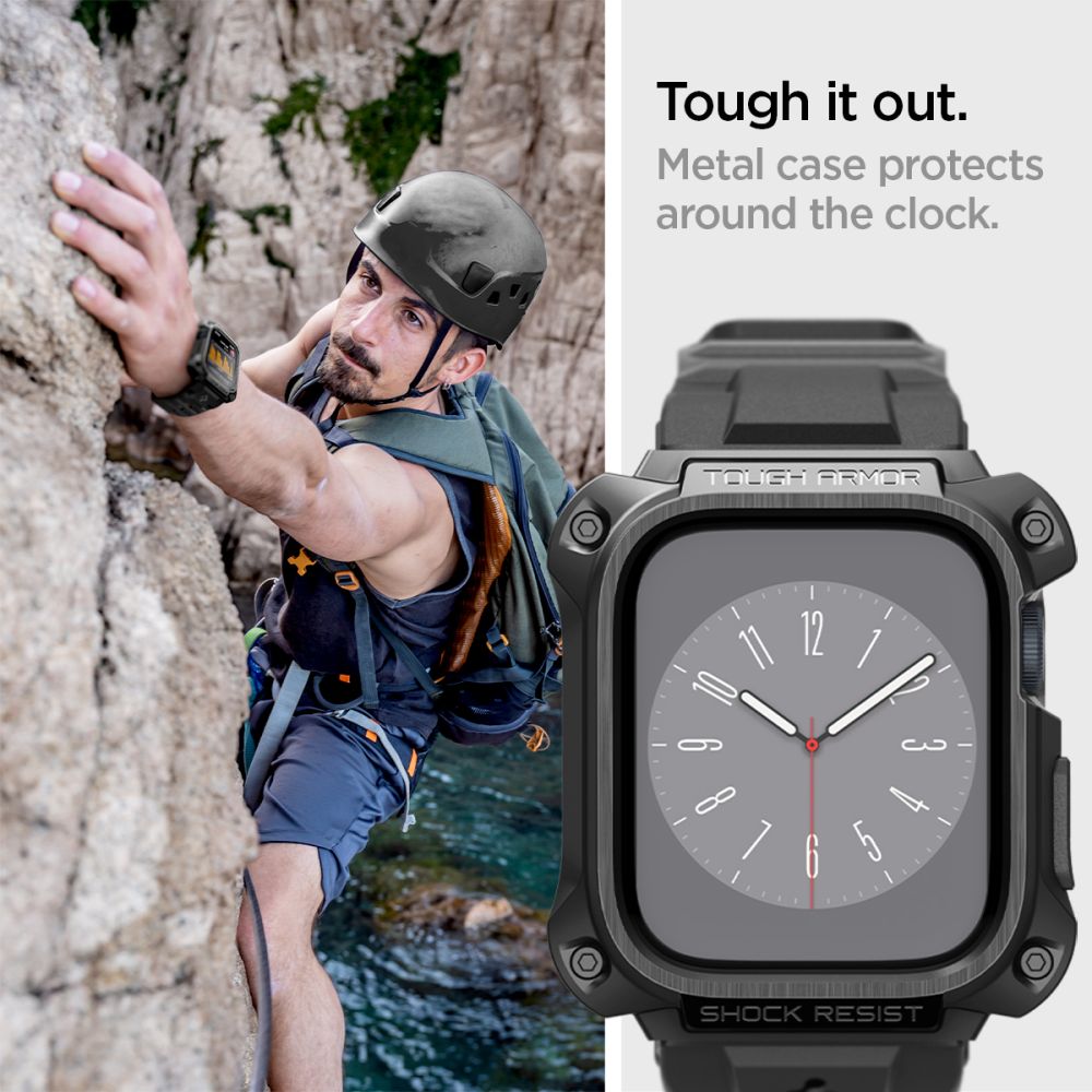 Apple Watch 45mm Series 7 Case Tough Armor Pro Metal Black
