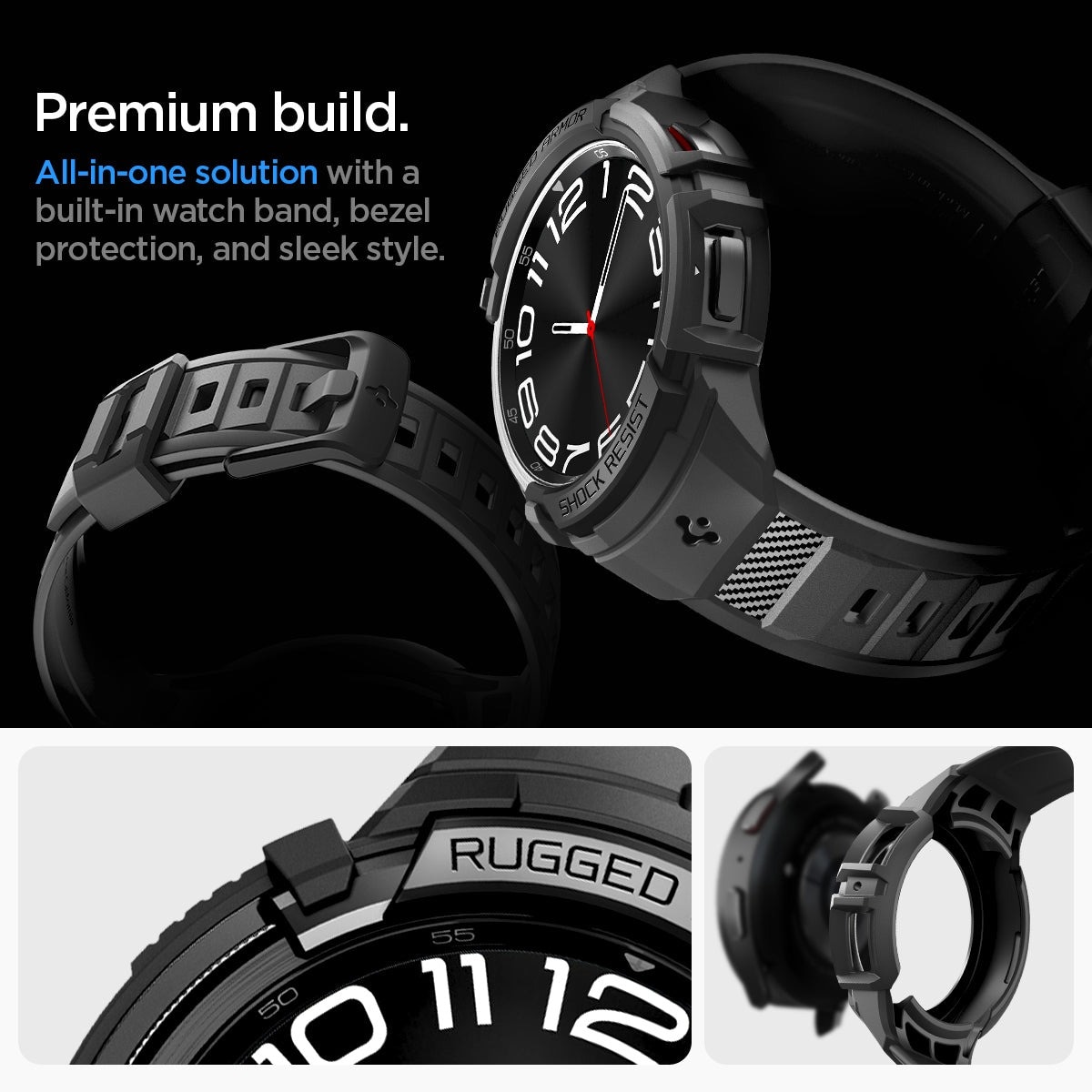 Samsung Galaxy Watch 6 Classic 43mm Case Rugged Armor Pro svart