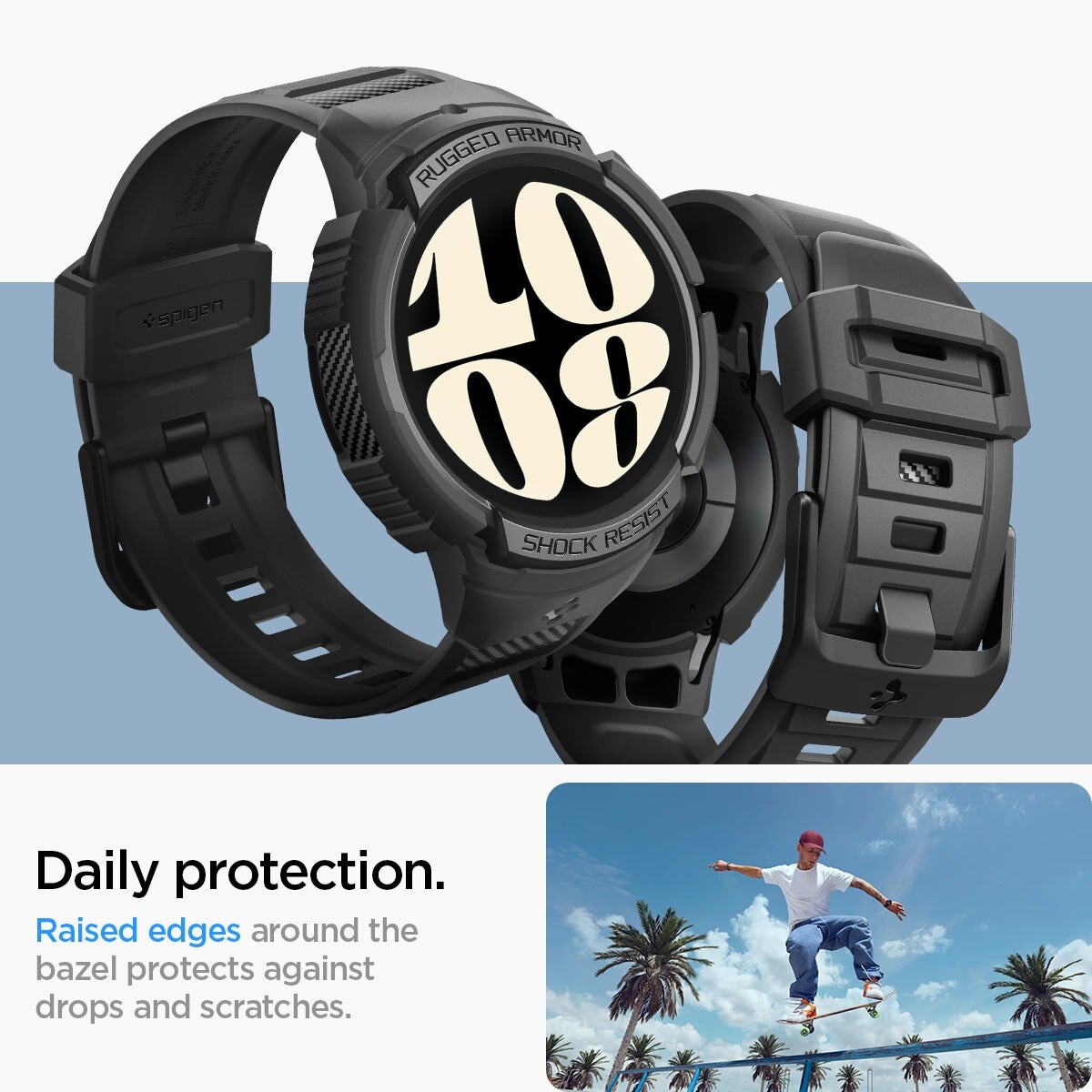 Samsung Galaxy Watch 6 44mm Case Rugged Armor Pro svart