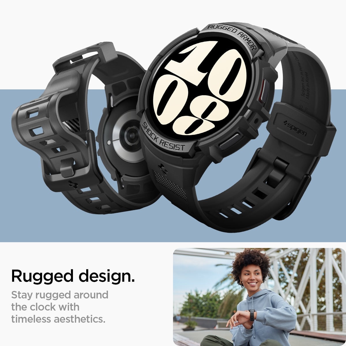 Samsung Galaxy Watch 6 40mm Case Rugged Armor Pro svart