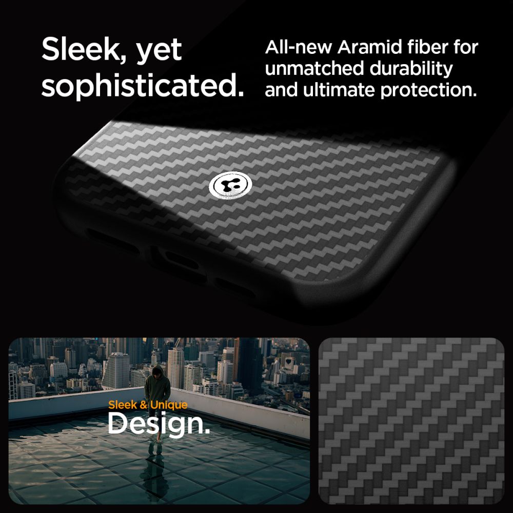 iPhone 15 Pro Deksel Enzo Aramid MagSafe Black