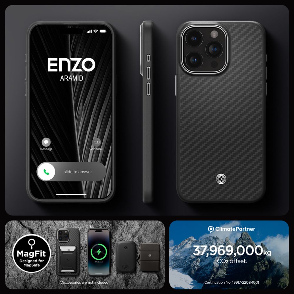 iPhone 15 Pro Deksel Enzo Aramid MagSafe Black