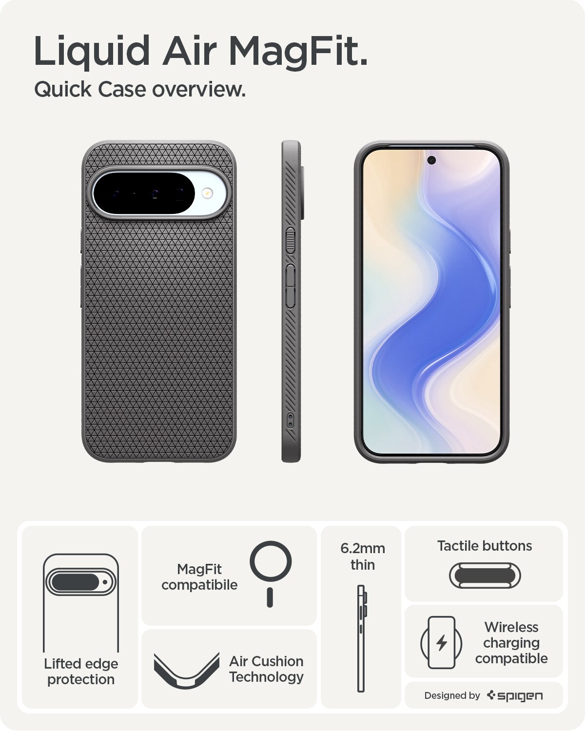 Google Pixel 10 Case Liquid Air MagSafe Marble Gray