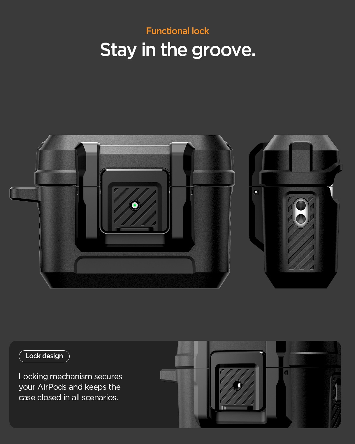 Lock Fit Deksel  Apple AirPods Pro 3 Matte Black