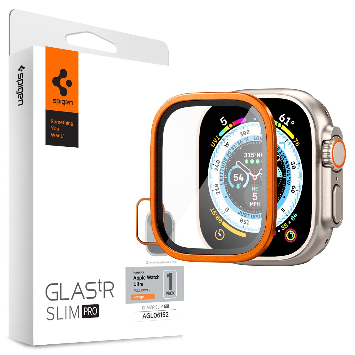 Apple Watch Ultra 2 49mm Screen Protector Glas.tR Slim Pro oransje