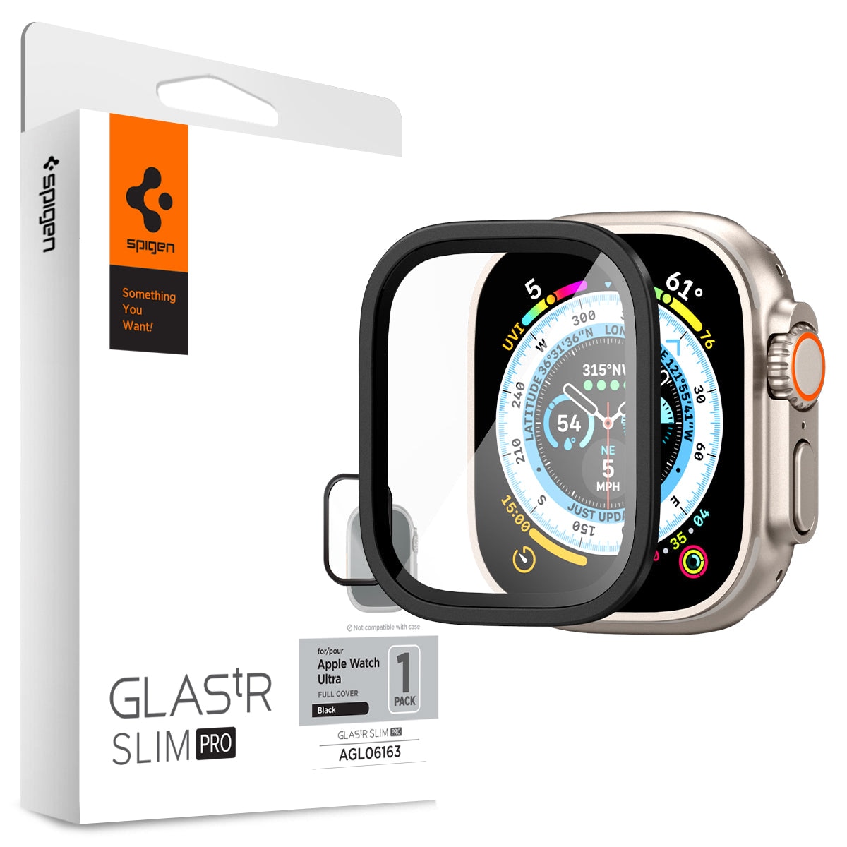 Apple Watch Ultra 49mm Screen Protector Glas.tR Slim Pro svart