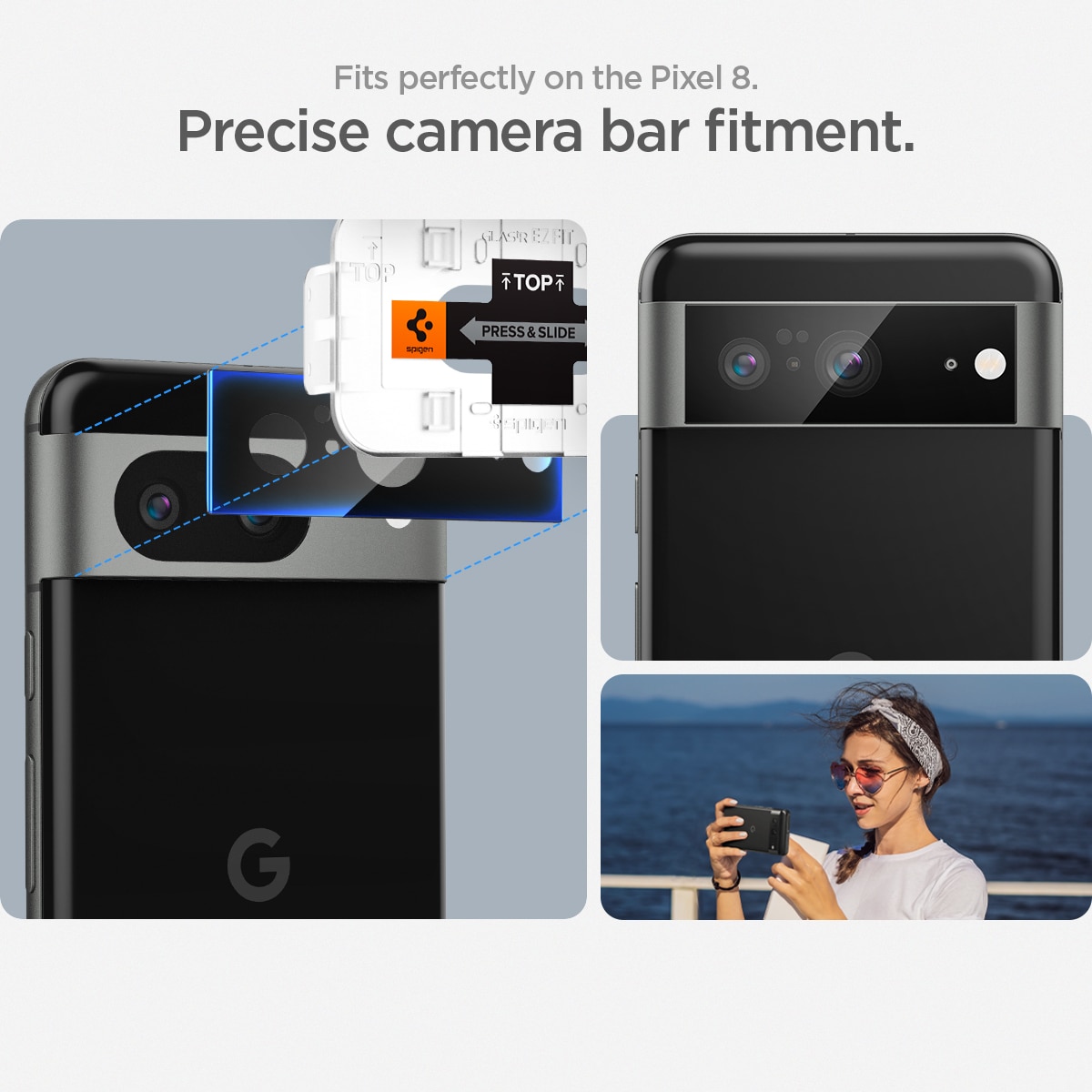 Google Pixel 8 EZ Fit Optik Lens Protector (2-pack) Black