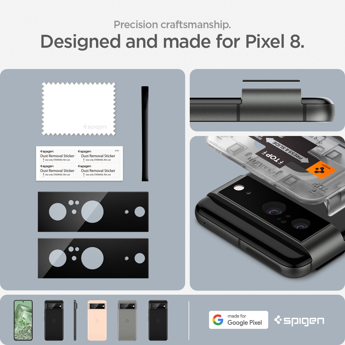 Google Pixel 8 EZ Fit Optik Lens Protector (2-pack) Black