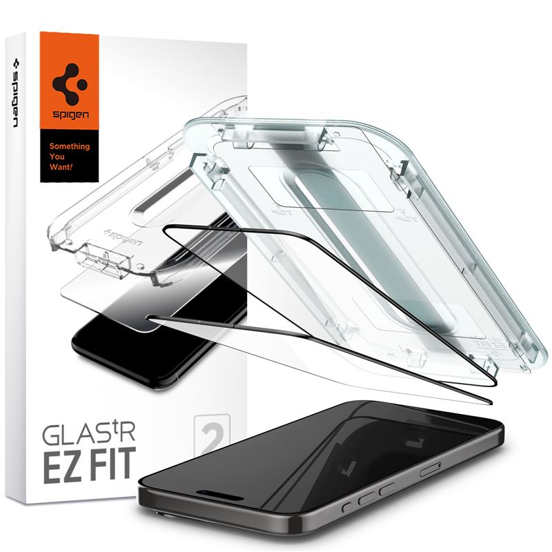 iPhone 15 Pro Max Screen Protector GLAS.tR Full Cover EZ Fit (2-pack) Black