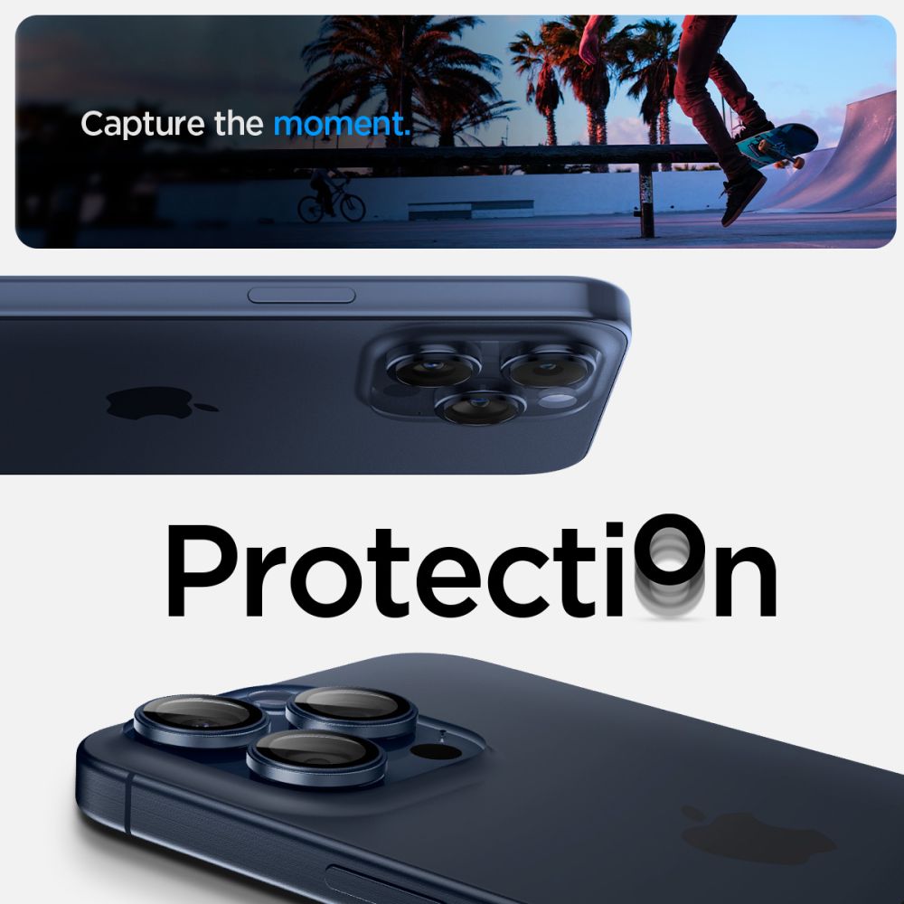 iPhone 15 Pro EZ Fit Optik Pro Lens Protector (2-pack) Blue Titanium